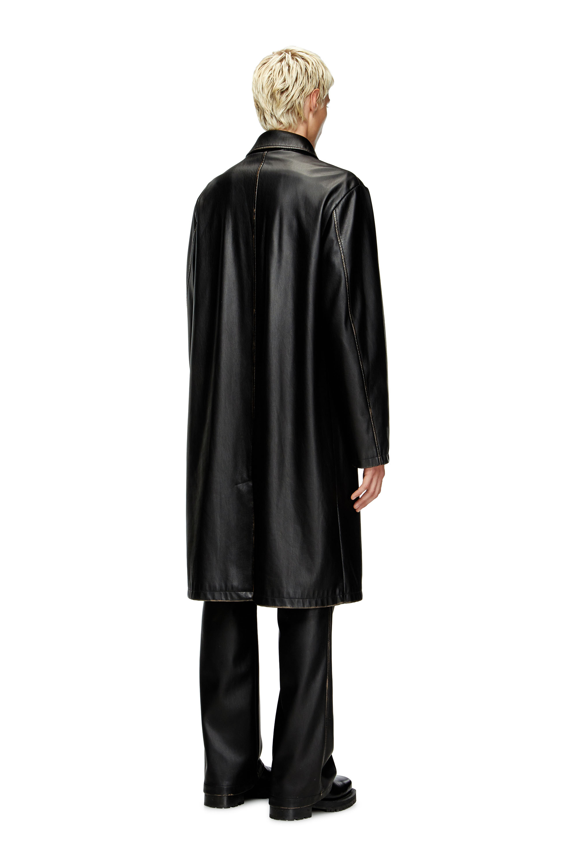 Diesel - J-RIVERS, Car coat in tessuto tecnico distressed Uomo in Nero - 4