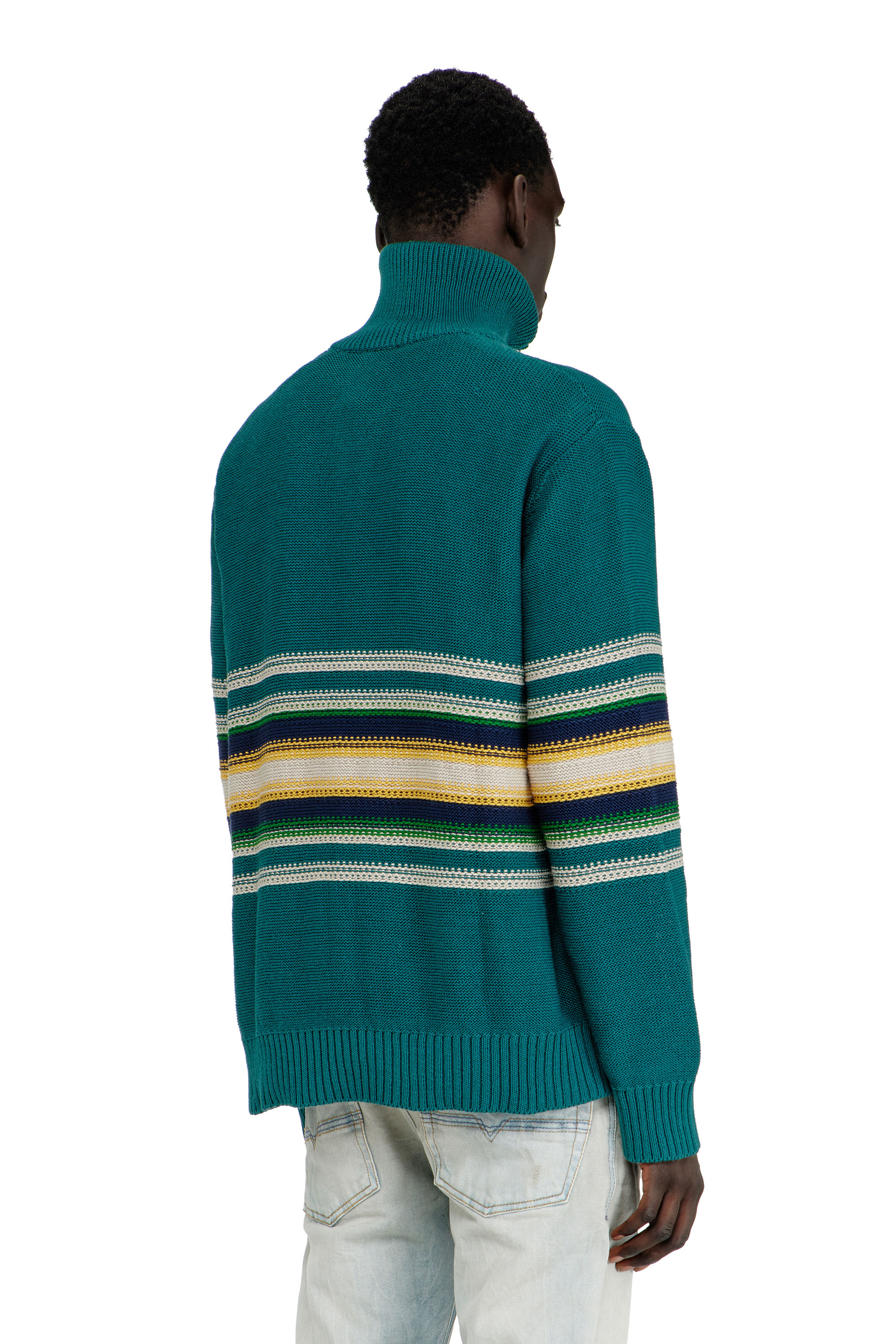 Diesel - K-TIMEO, Maglione in cotone con collo alto Uomo in Verde - 3