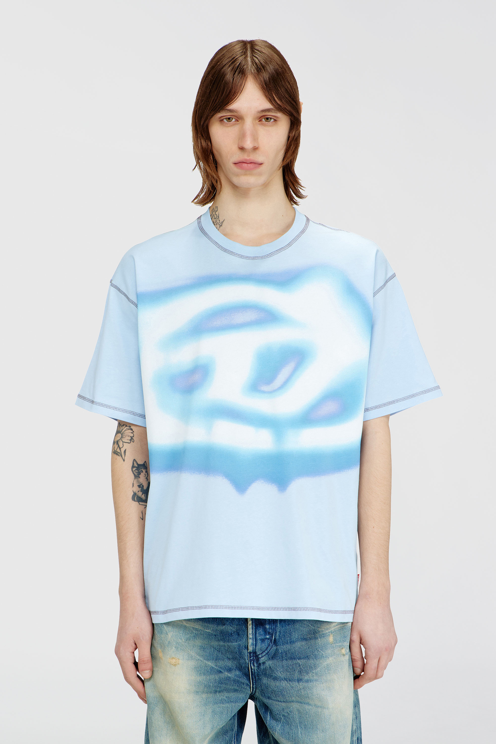 Diesel - T-BOXT-V11, T-shirt relaxed con stampa effetto acqua Uomo in Blu - 1