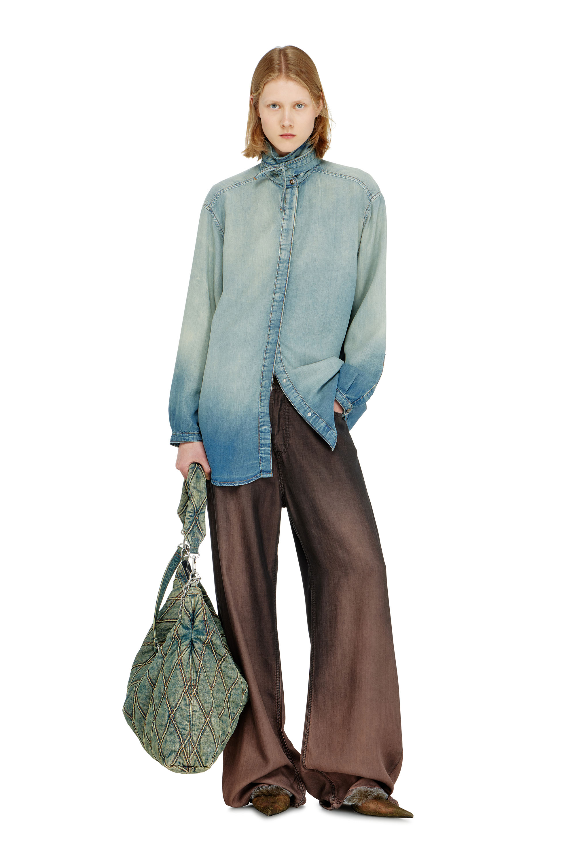 Diesel - DE-ARVEN-S1, Camicia in denim fluido effetto marmorizzato Donna in ToBeDefined - 2