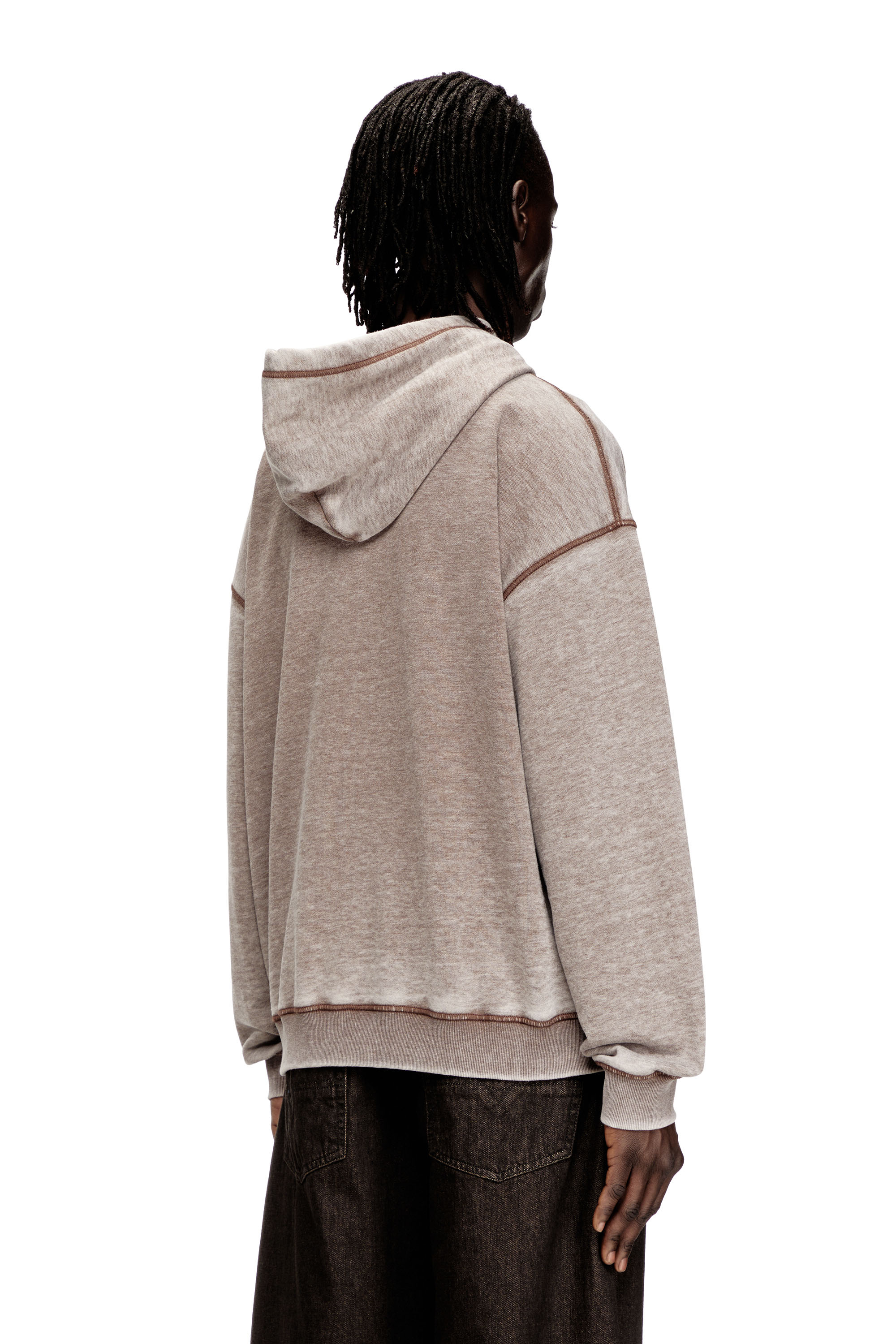 Diesel - S-BOXT-CHAN-HOOD, Felpa con cappuccio in tessuto scuba rilassato con lavaggio effetto marmo Uomo in Grigio - 4