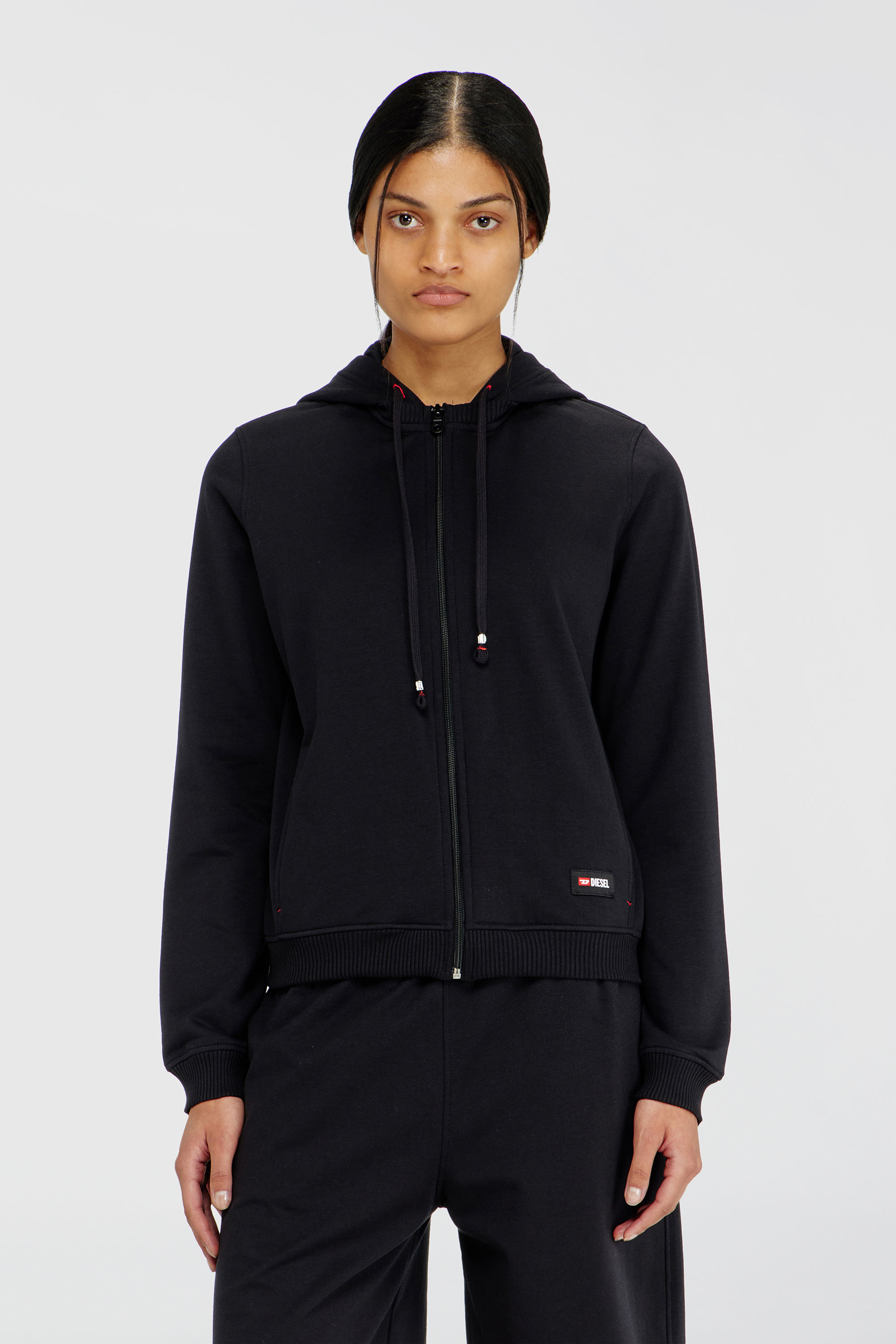 Diesel - HARRIET-D-CORE, Felpa con cappuccio in misto cotone smerigliato Donna in Nero - 3