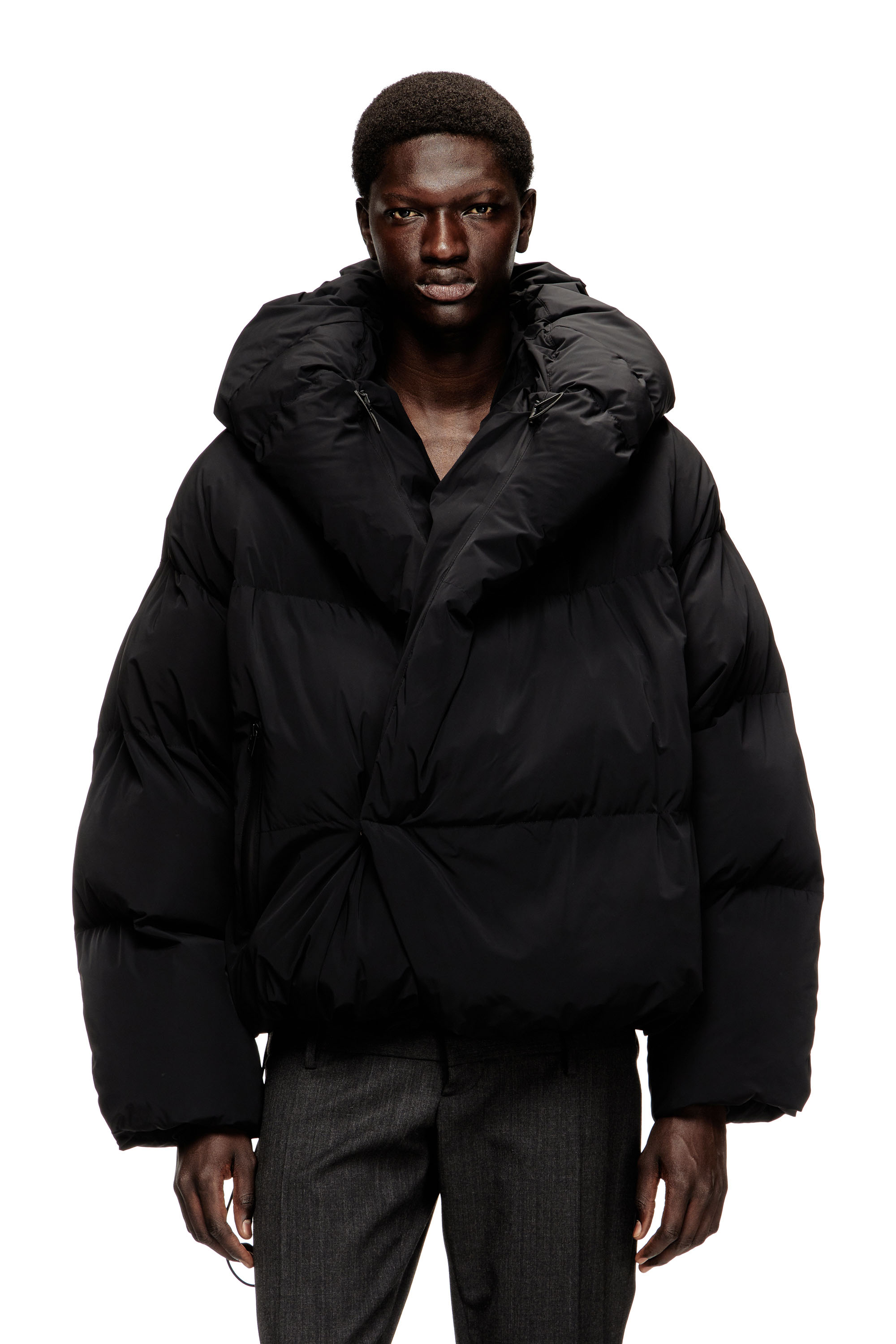 Diesel - J-SCOTTS-PADDED-A, Giacca imbottita a portafoglio in nylon stretch Uomo in Nero - 1