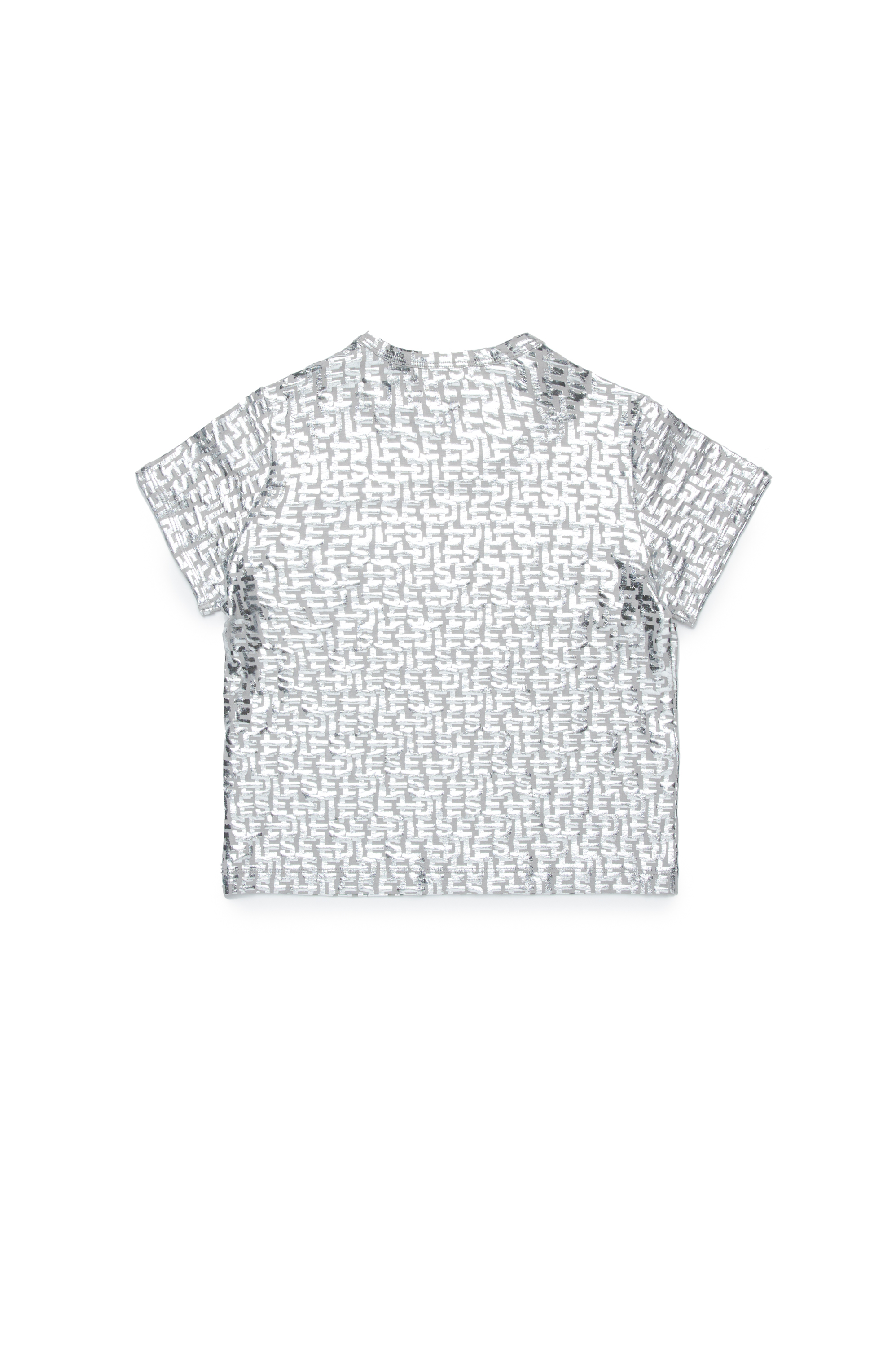 Diesel - TUNCUTIELONGL5, Donna T-shirt con stampa Diesel monogram su lamina in Argento - Image 2