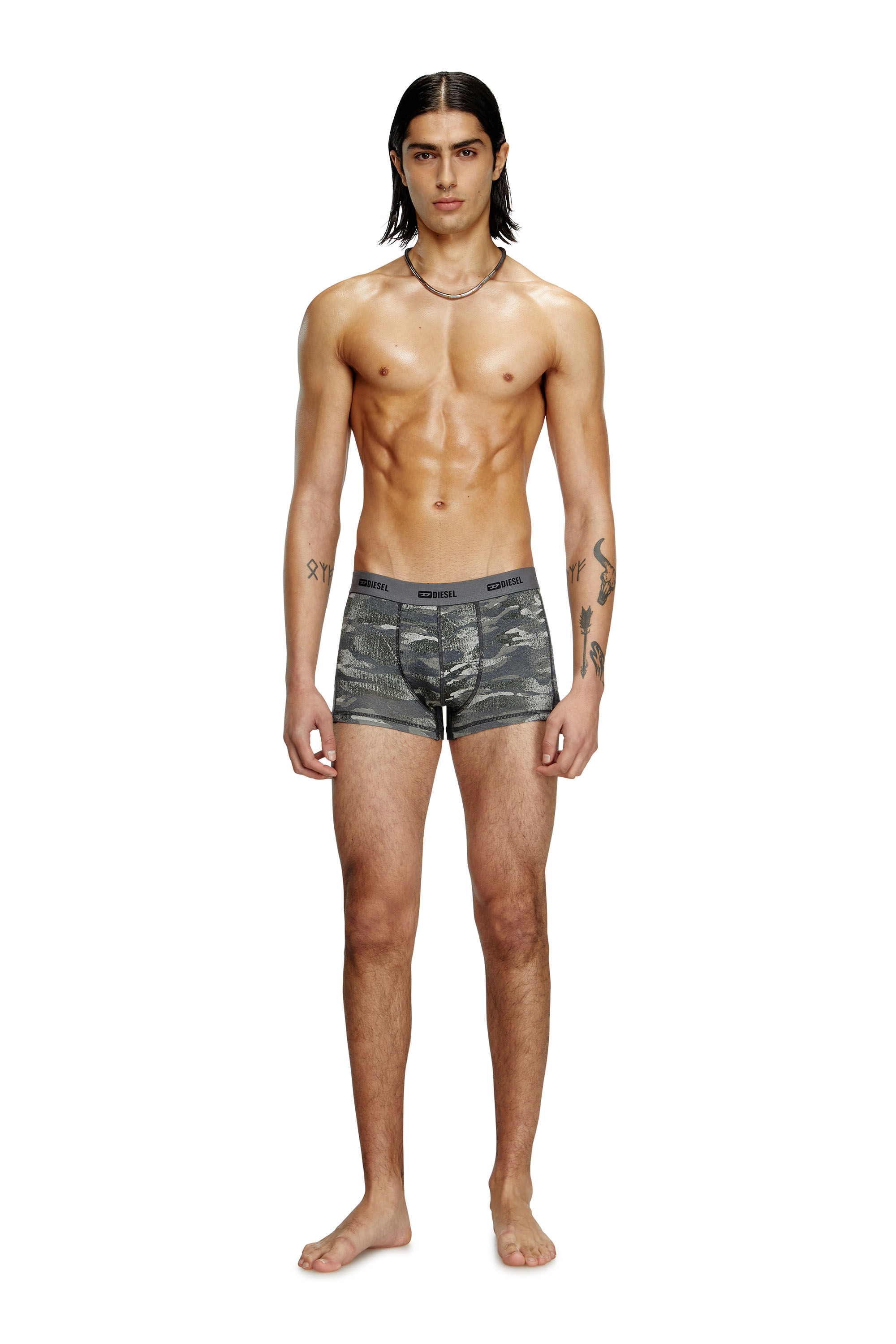 Diesel - DAMIEN-UTLT-3PACK, Set di tre boxer a tinta unita e camouflage Uomo in Multicolor - 3