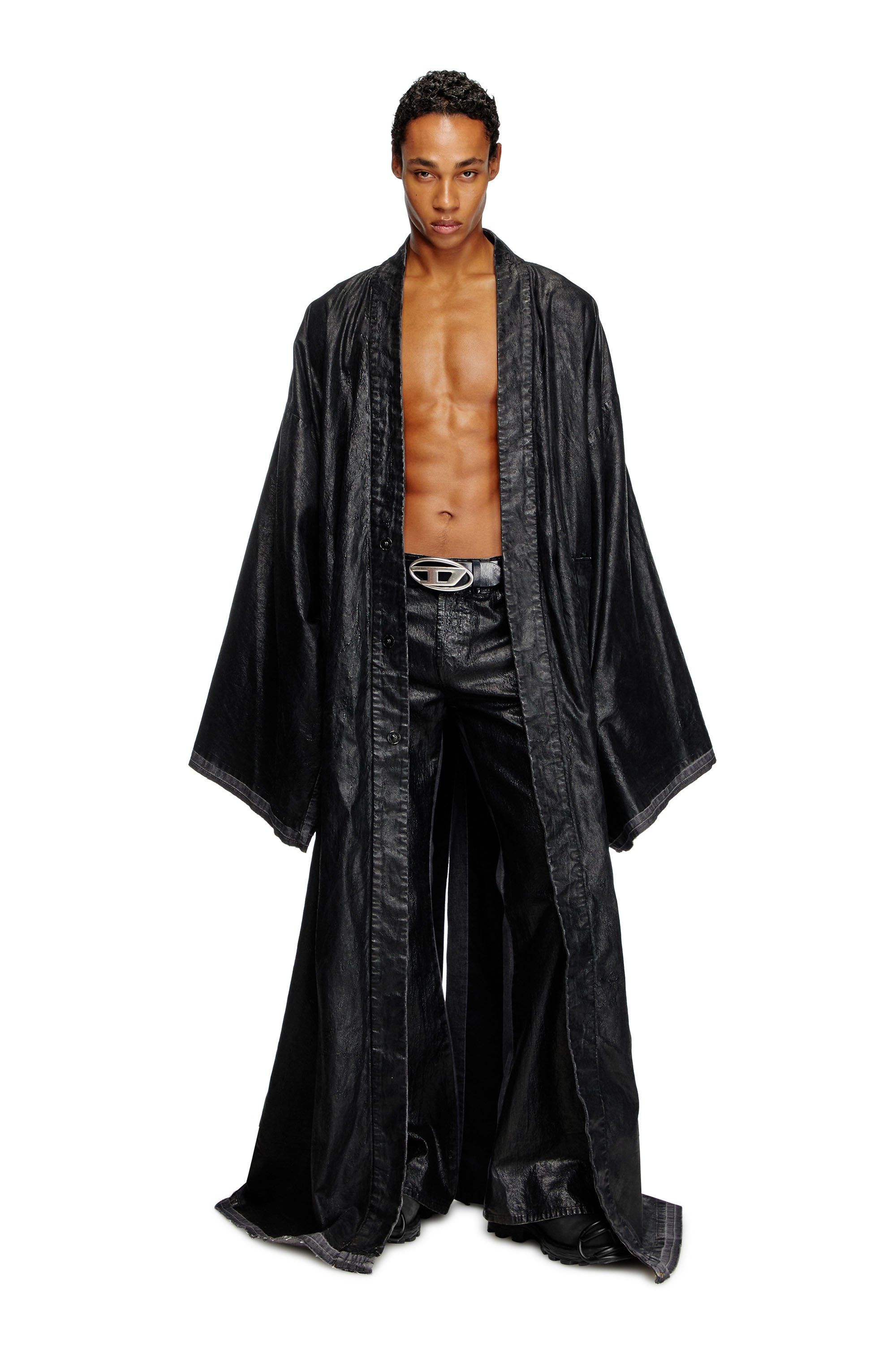 Diesel - D-D-KIM, Cappotto stile kimono con coating Unisex in Nero - 3