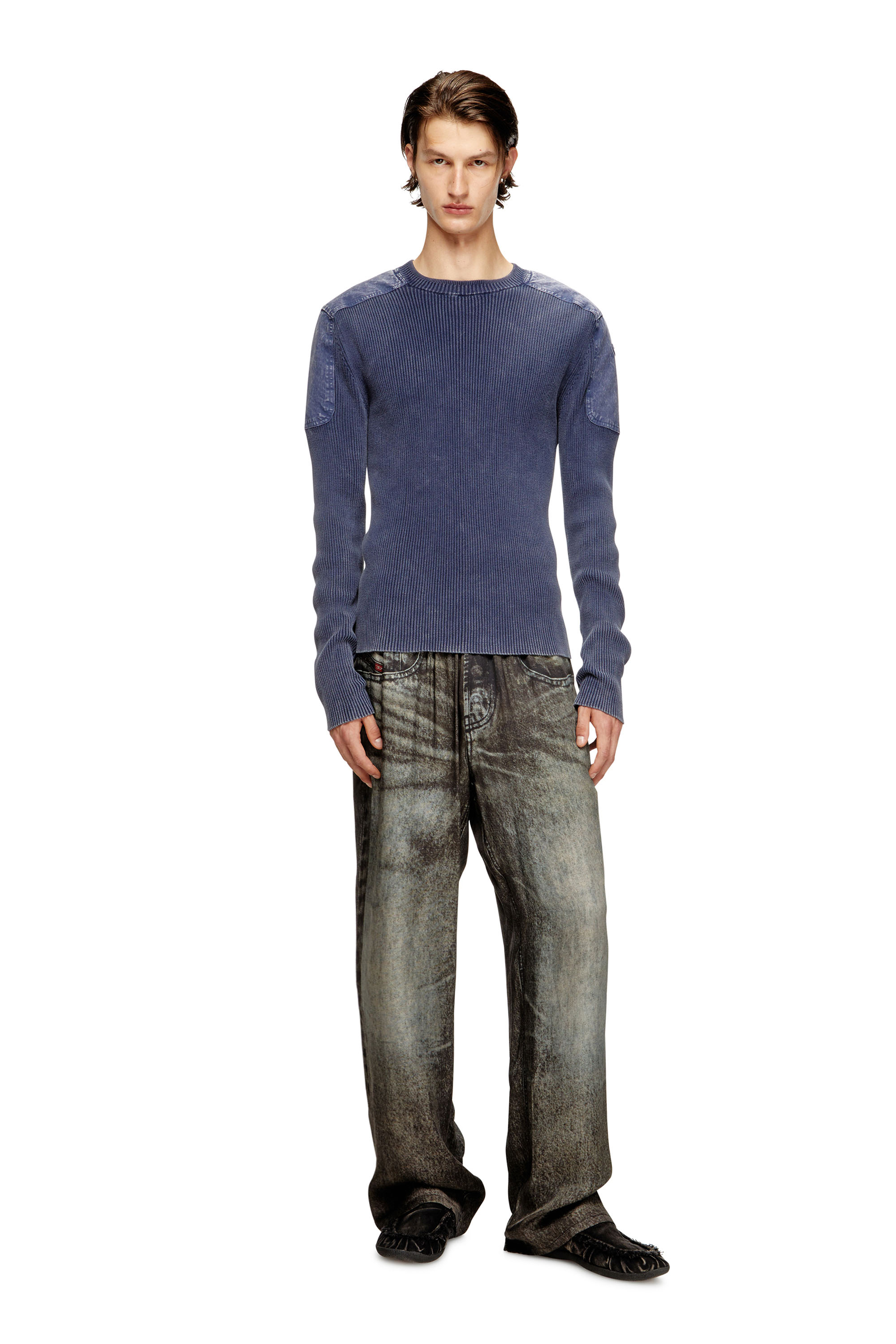 Diesel - K-MARTIN, Maglia con spalle a contrasto Uomo in Blu - 2