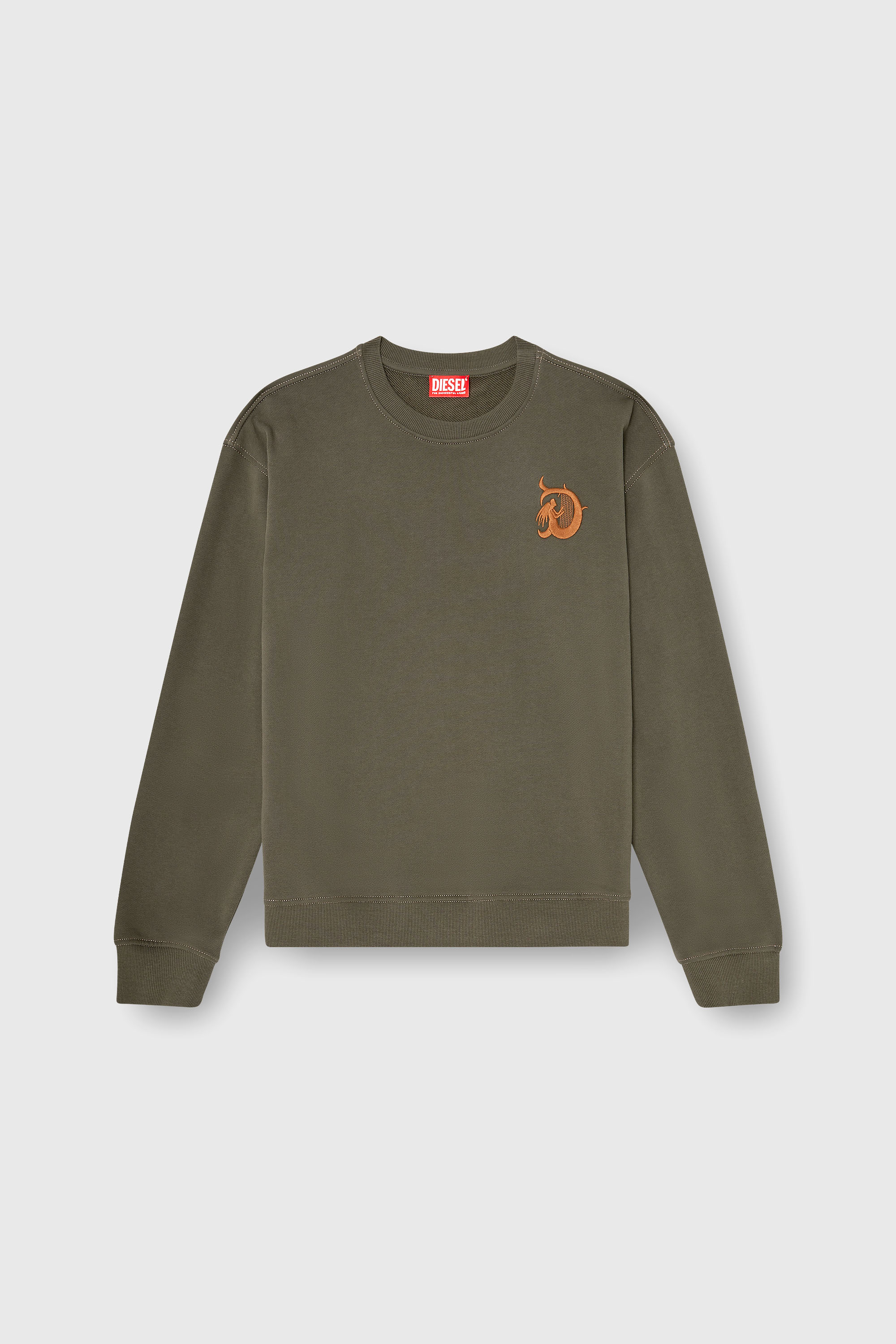 Diesel - S-NORM-AA4, Felpa con ricamo e stampa flock Uomo in Verde - 2