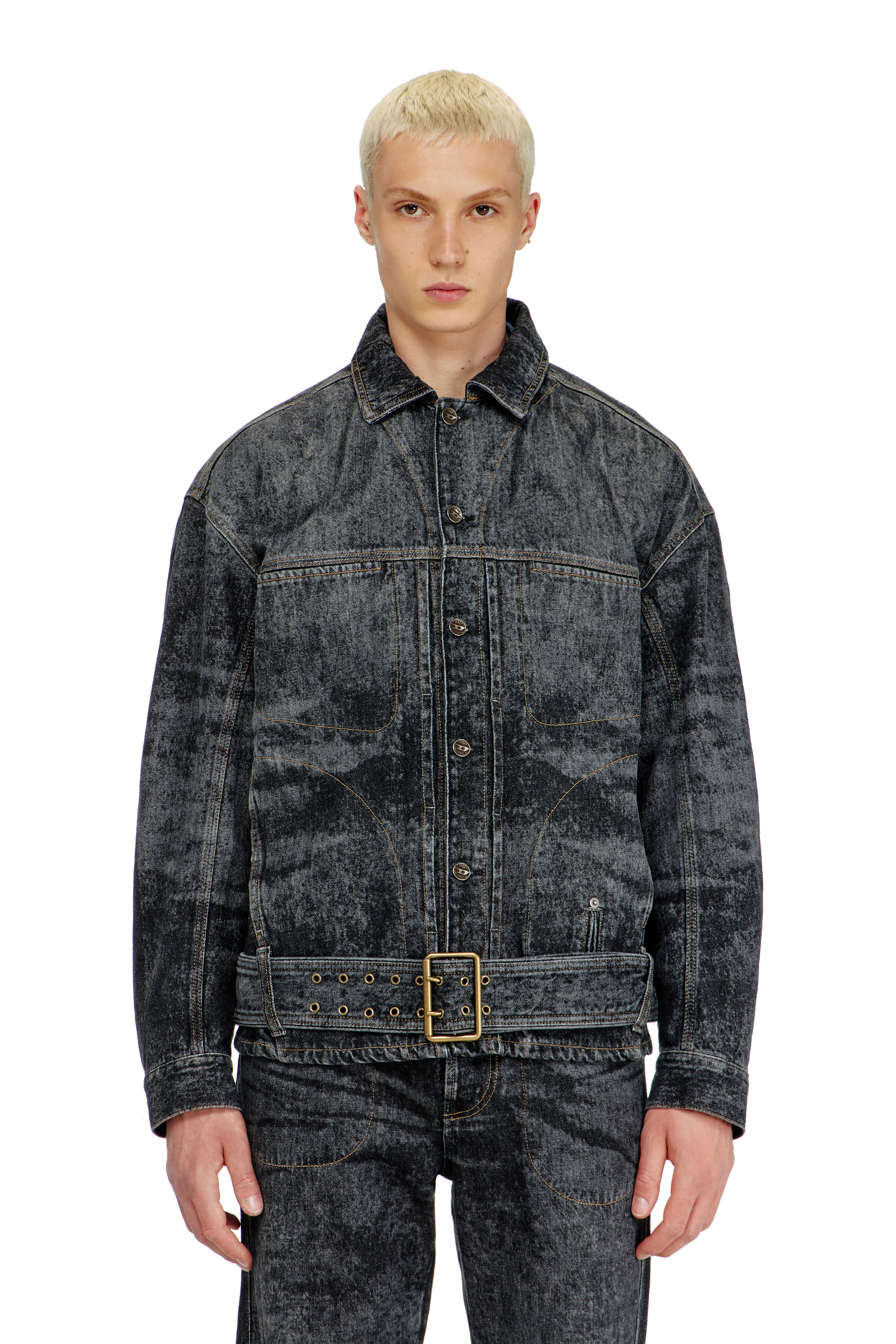 Diesel - D-VALERO-S, Giacca in denim d'ispirazione biker Uomo in Nero - 1