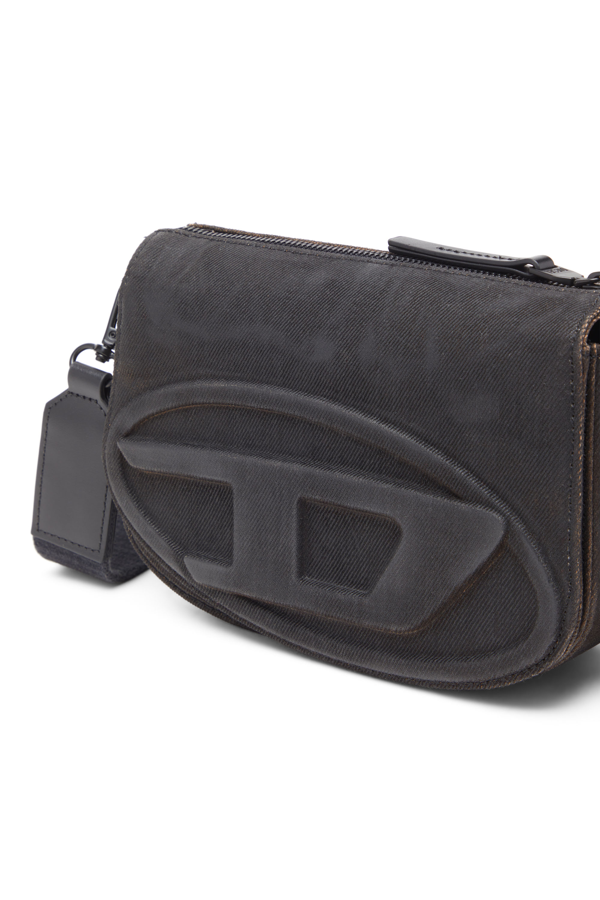 Diesel - 1DR CAMERA BAG, Man's Camera bag in flocked denim in Black - 5