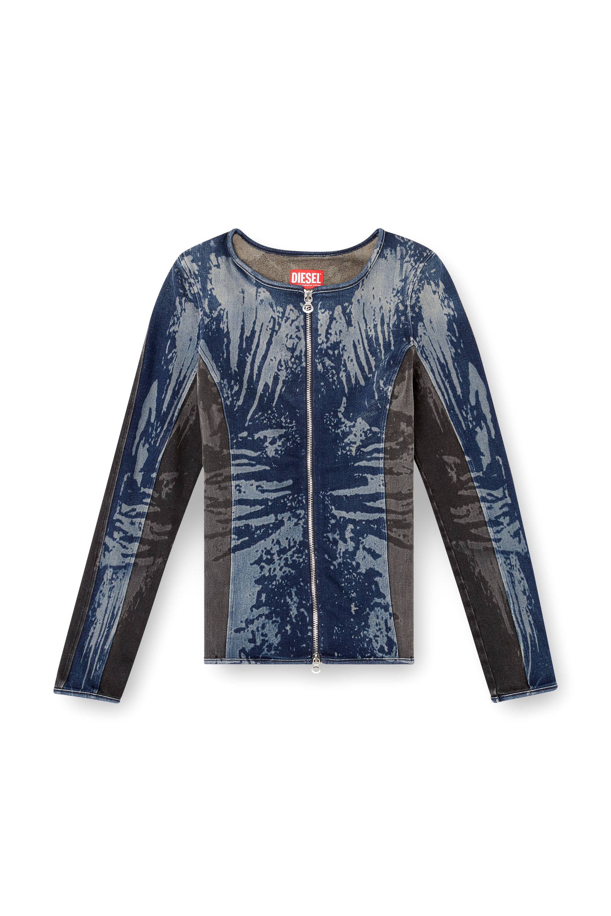 Diesel - DE-GARY-S, Zipped top in bicolour denim Donna in Blu - 3