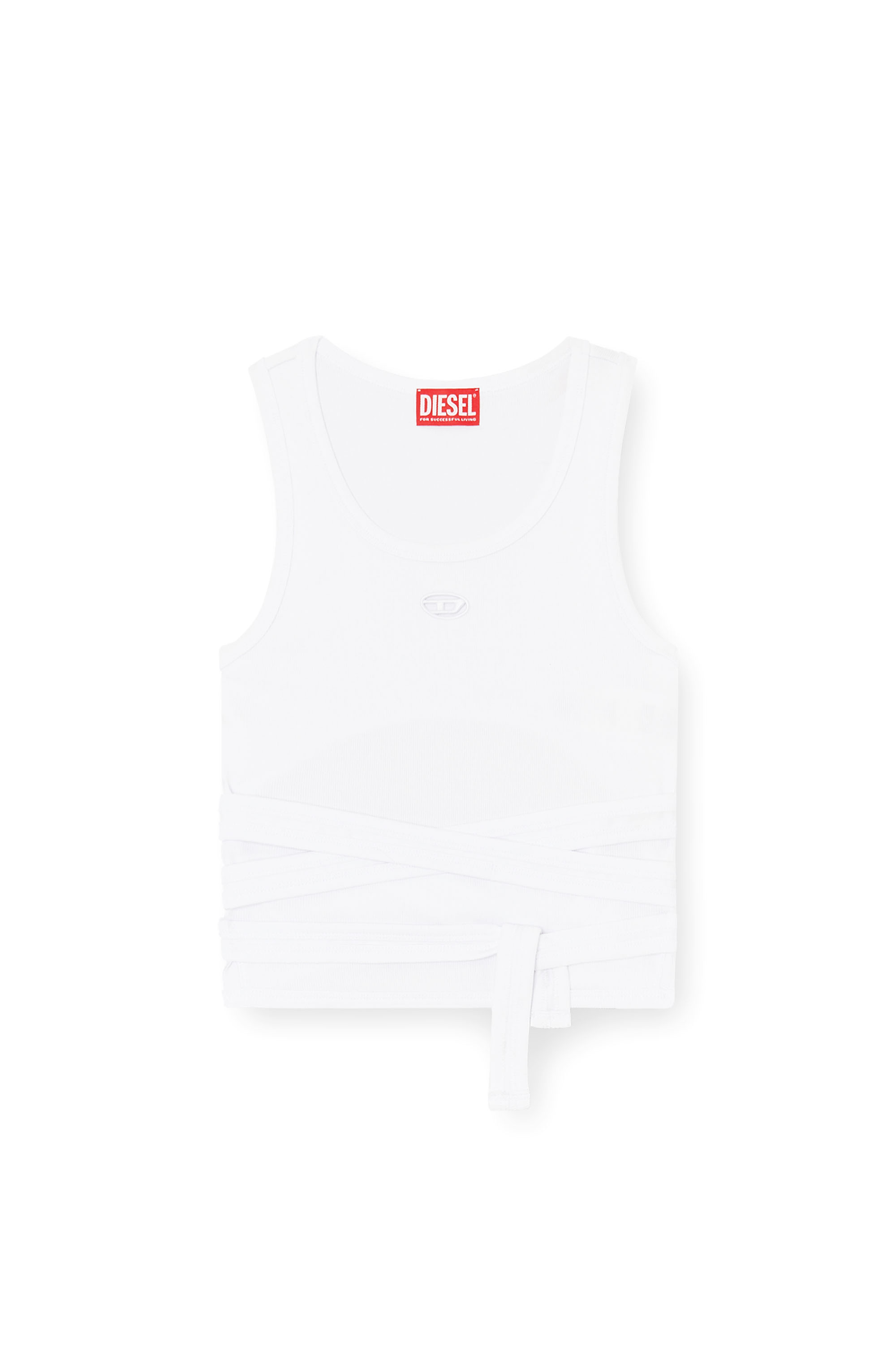 Diesel - T-ANKY-TAIL-S1, Crop top con design avvolgente Donna in Bianco - 3