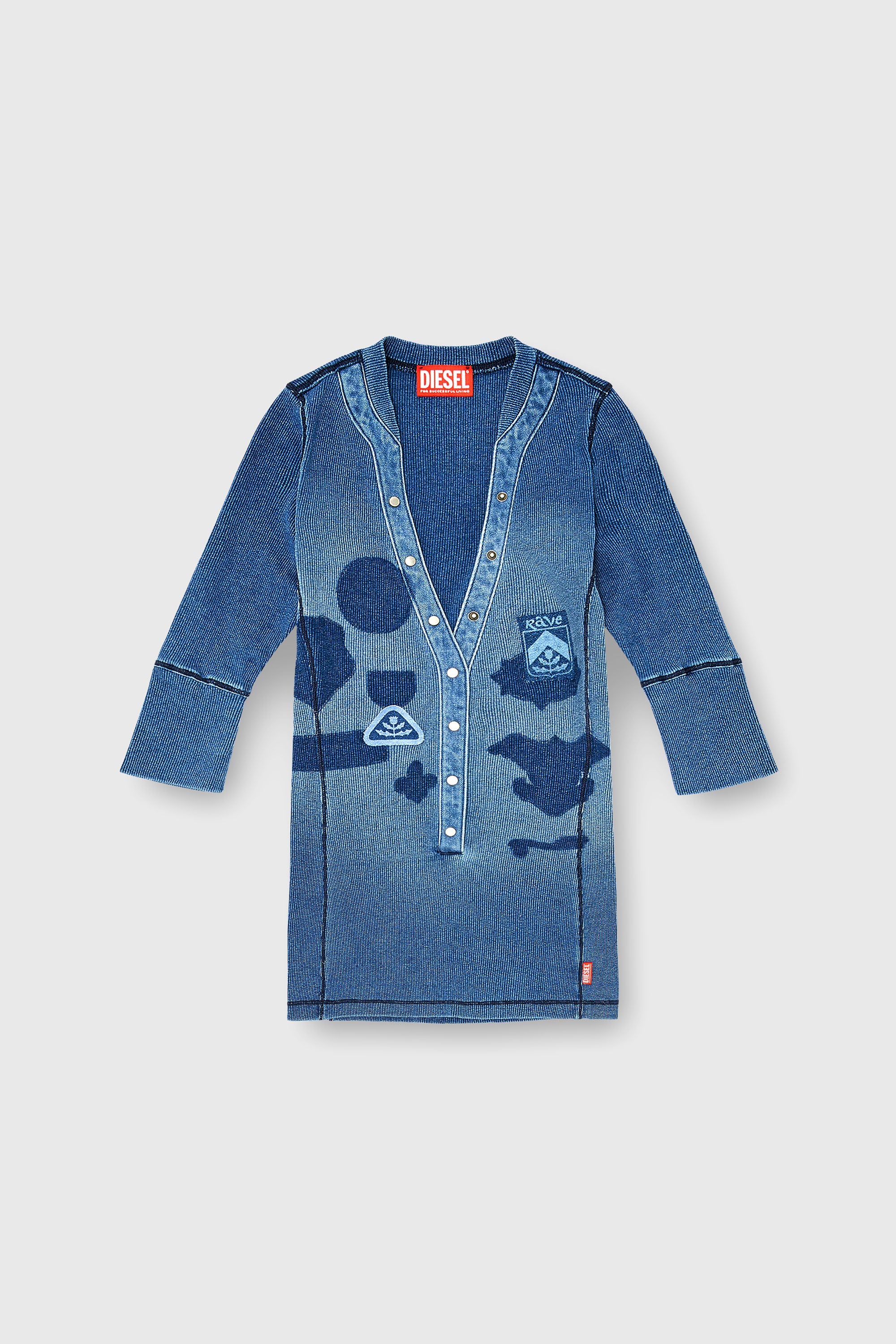 Diesel - T-EREME, Top henley con effetti shadow-patch Donna in Blu - 2