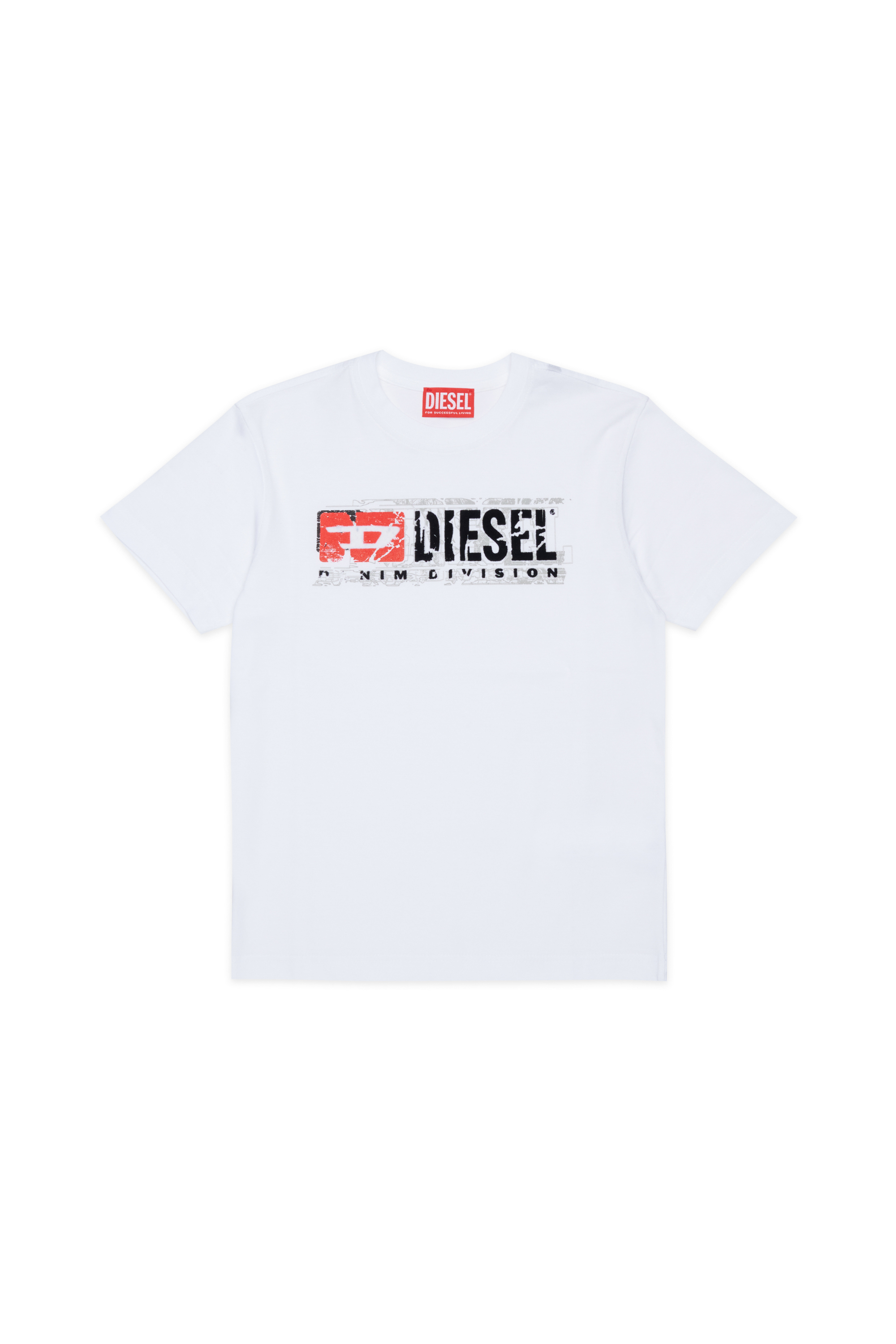Diesel - TLOMIX, T-shirt con stampa logo distressed Uomo in Bianco - 1