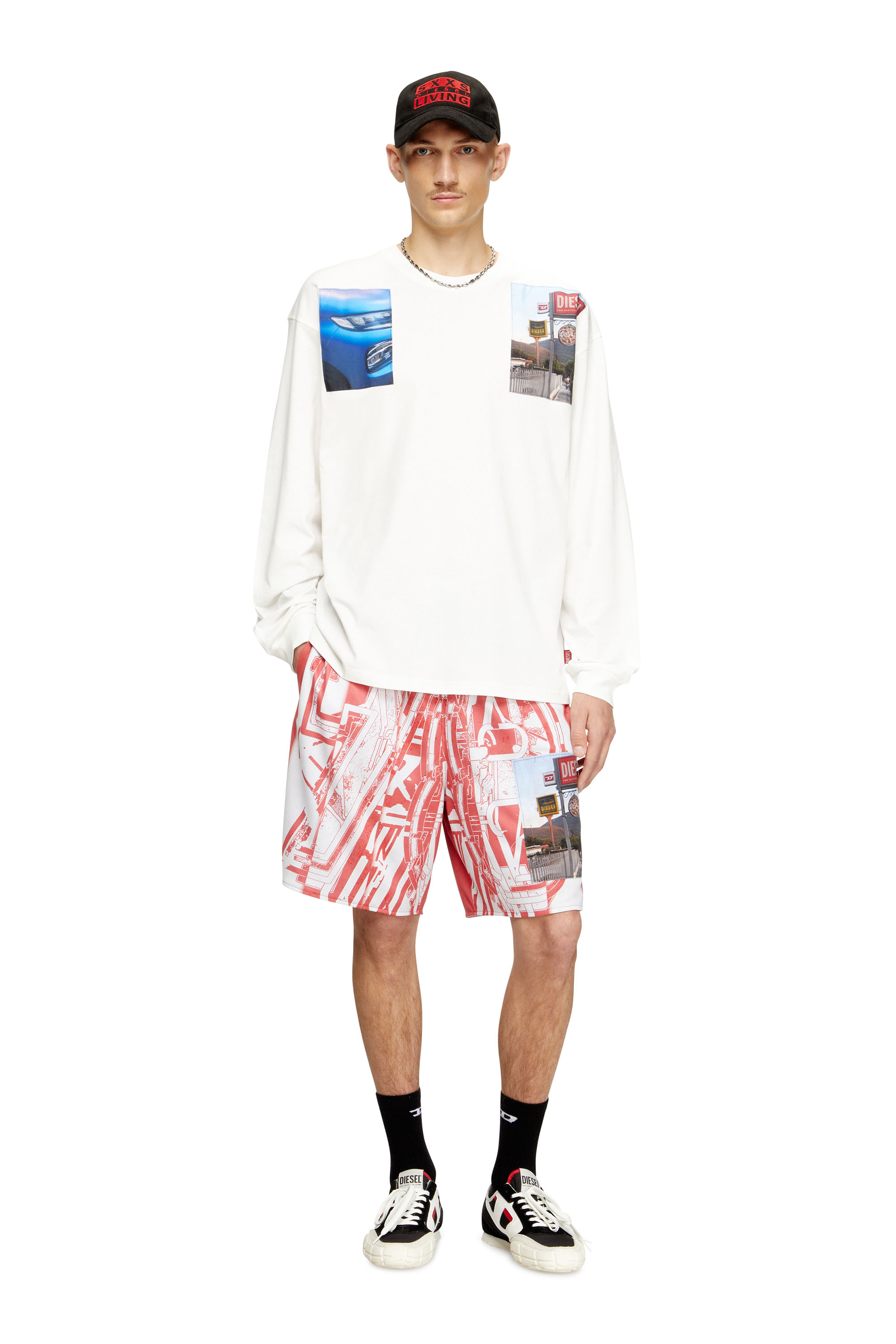 Diesel - T-BOXT-LS-T5, T-shirt a manica lunga con patch fotografiche Uomo in Bianco - 2