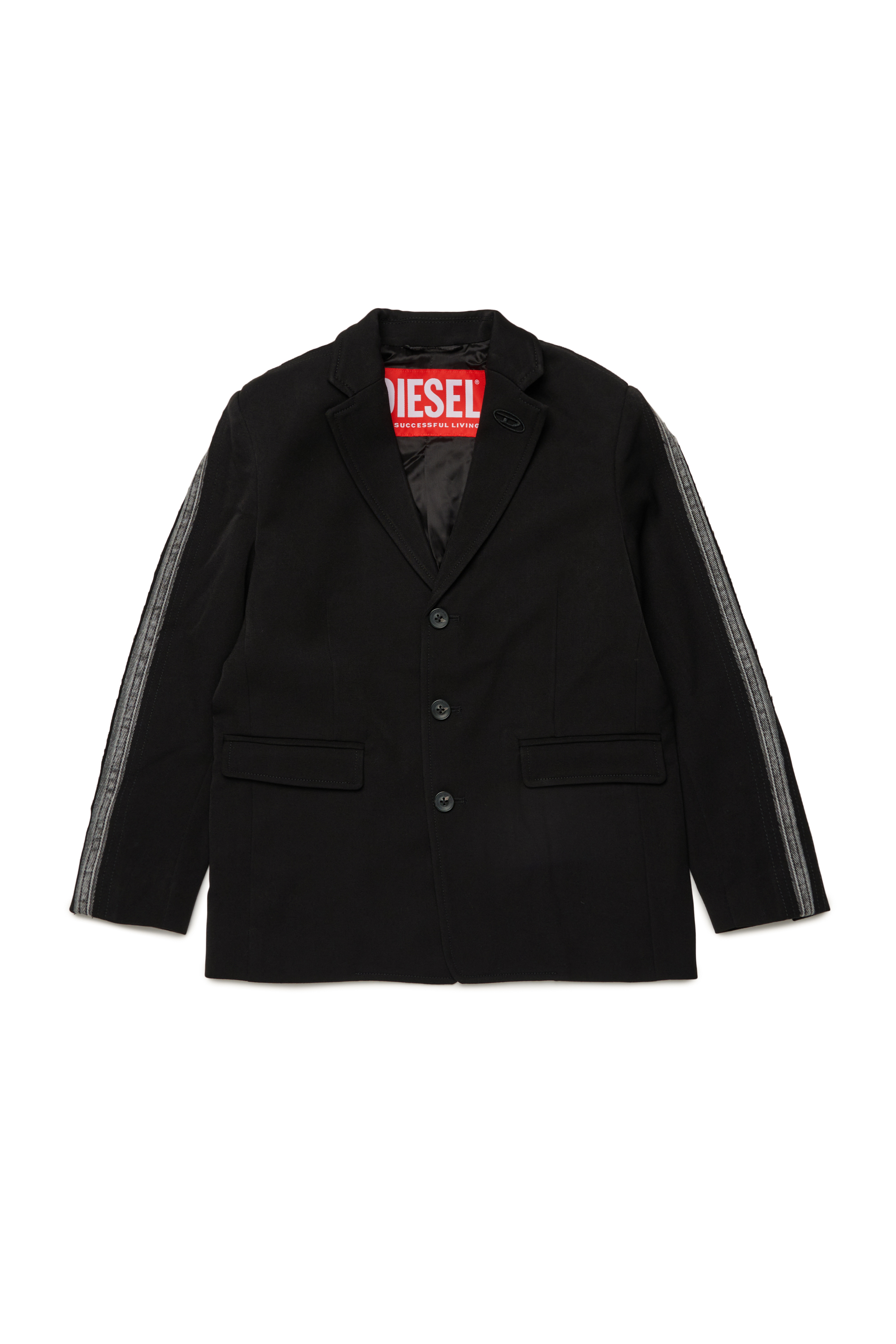 Diesel - JHIVO, Blazer in viscosa con inserti in denim sulle maniche Uomo in Nero - 1