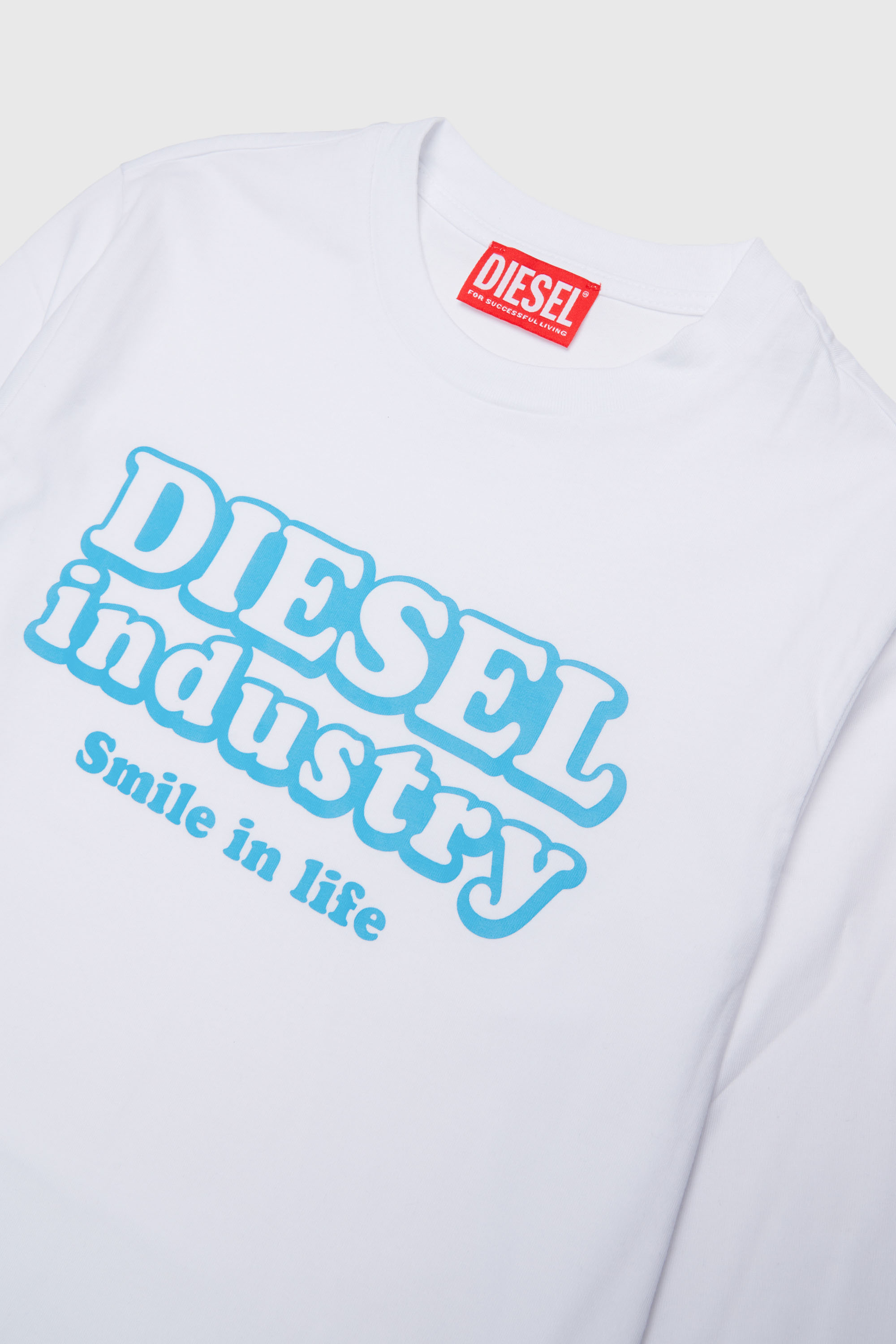 Diesel - TLODIMLS OVER, T-shirt a manica lunga con stampa Diesel Industry Uomo in Bianco - 3