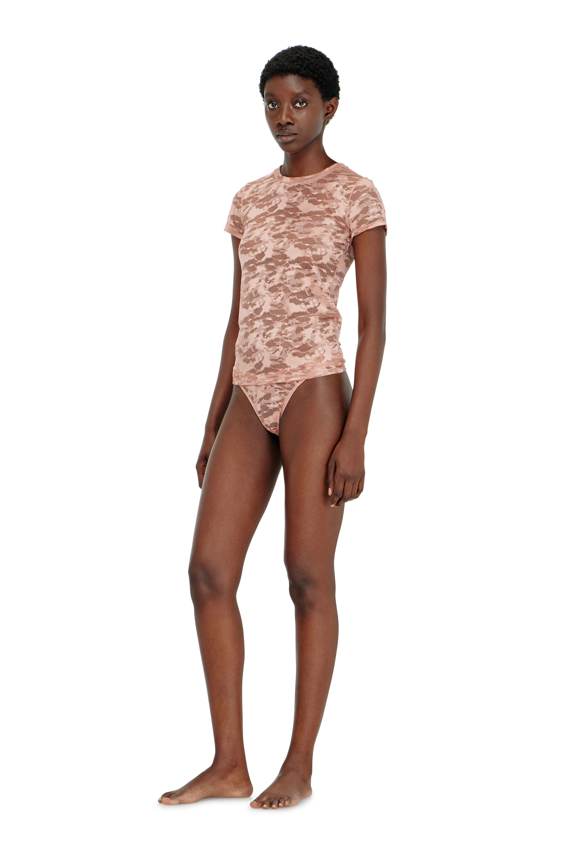 Diesel - KASIA-UTLT, T-shirt in pizzo camouflage Donna in Rosa - 3