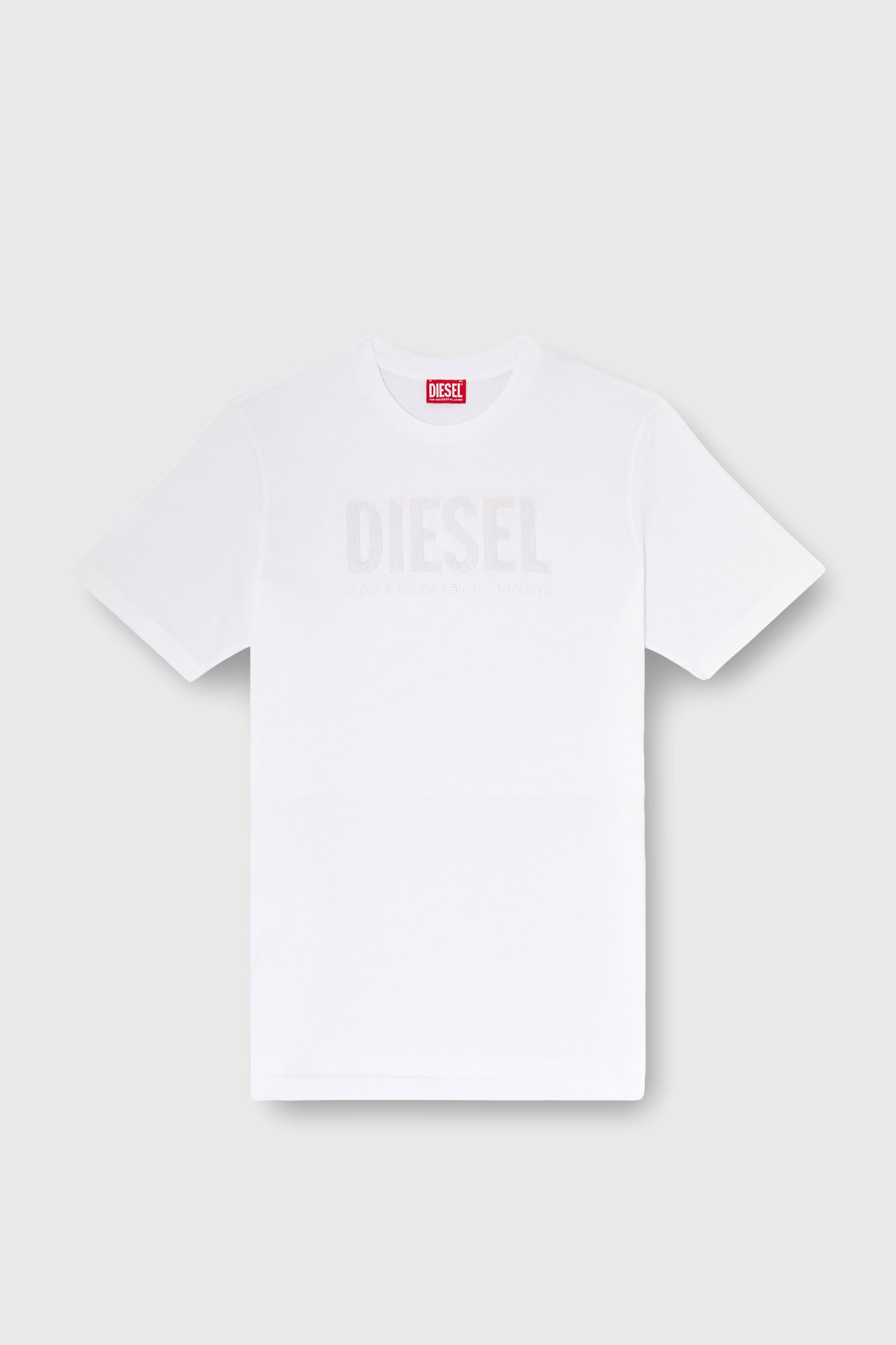 Diesel - T-JUST-OVA-T92, T-shirt in cotone con stampa logo Diesel tono su tono Uomo in Bianco - 2