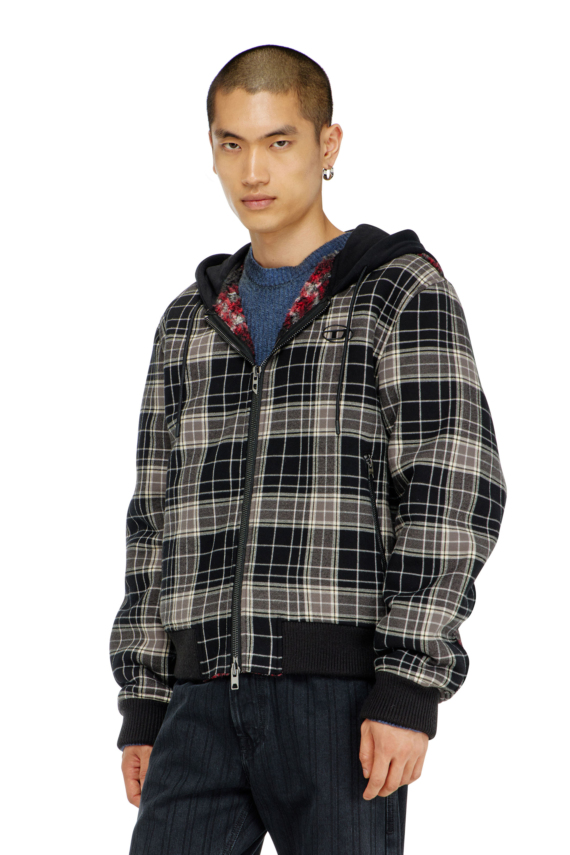 Diesel - W-KUNST, Bomber in flanella a quadri con interno in teddy Uomo in Multicolor - 1