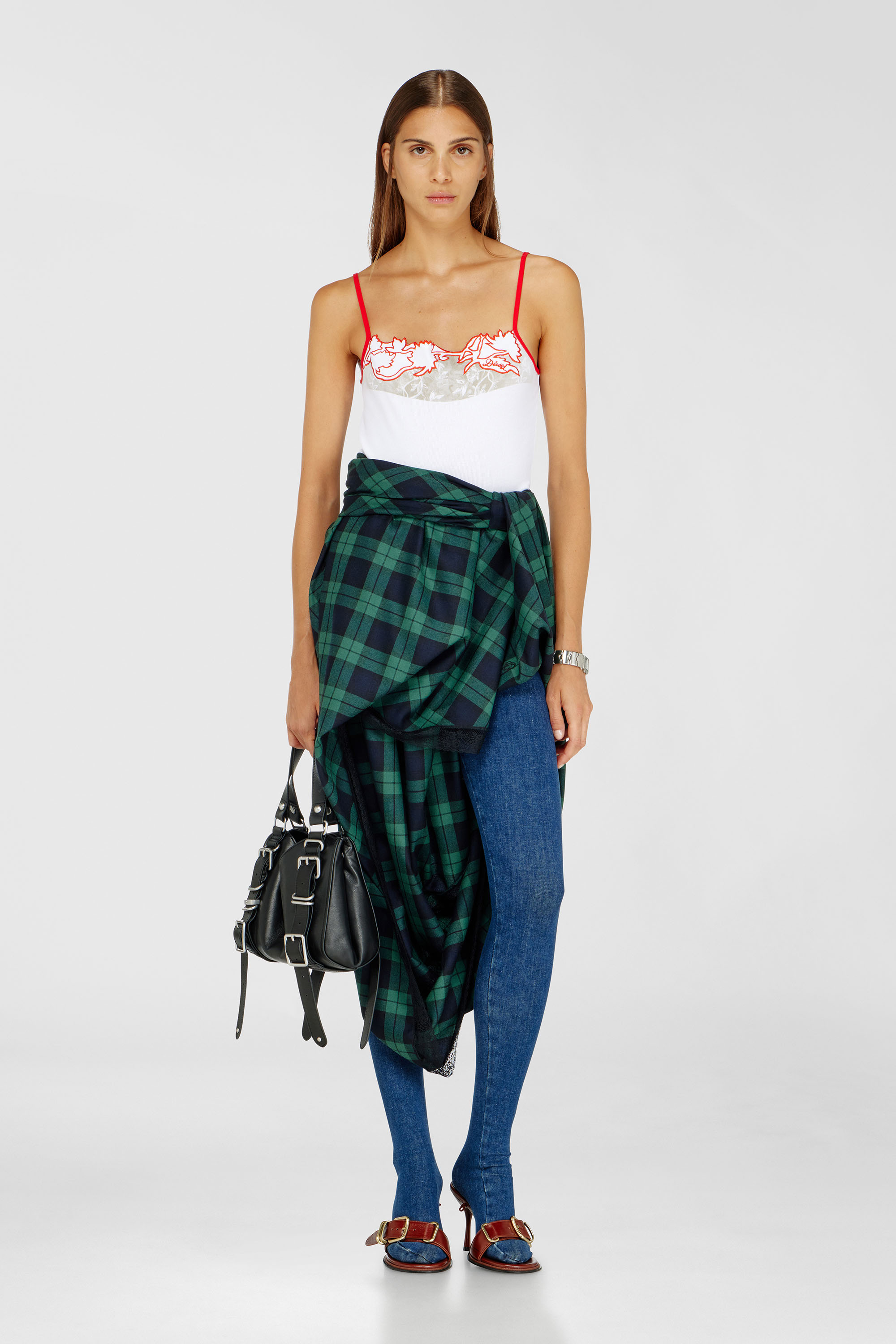 Diesel - T-EDNA, Canotta a costine con ricamo floreale a contorno Donna in ToBeDefined - 2