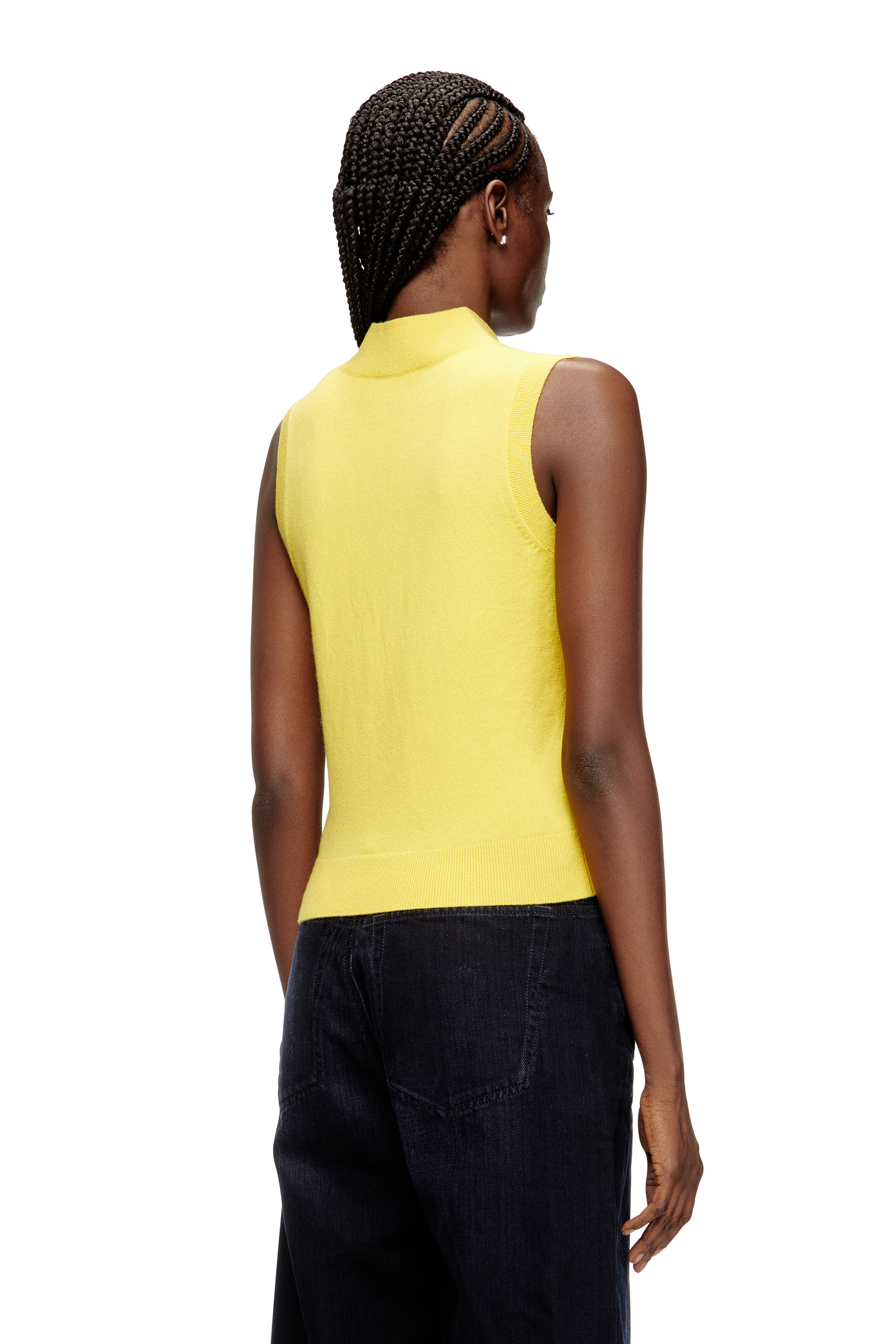 Diesel - M-ROMKO-SL, Smanicato in lana a rombi con dolcevita e cut-out Donna in Giallo - 4
