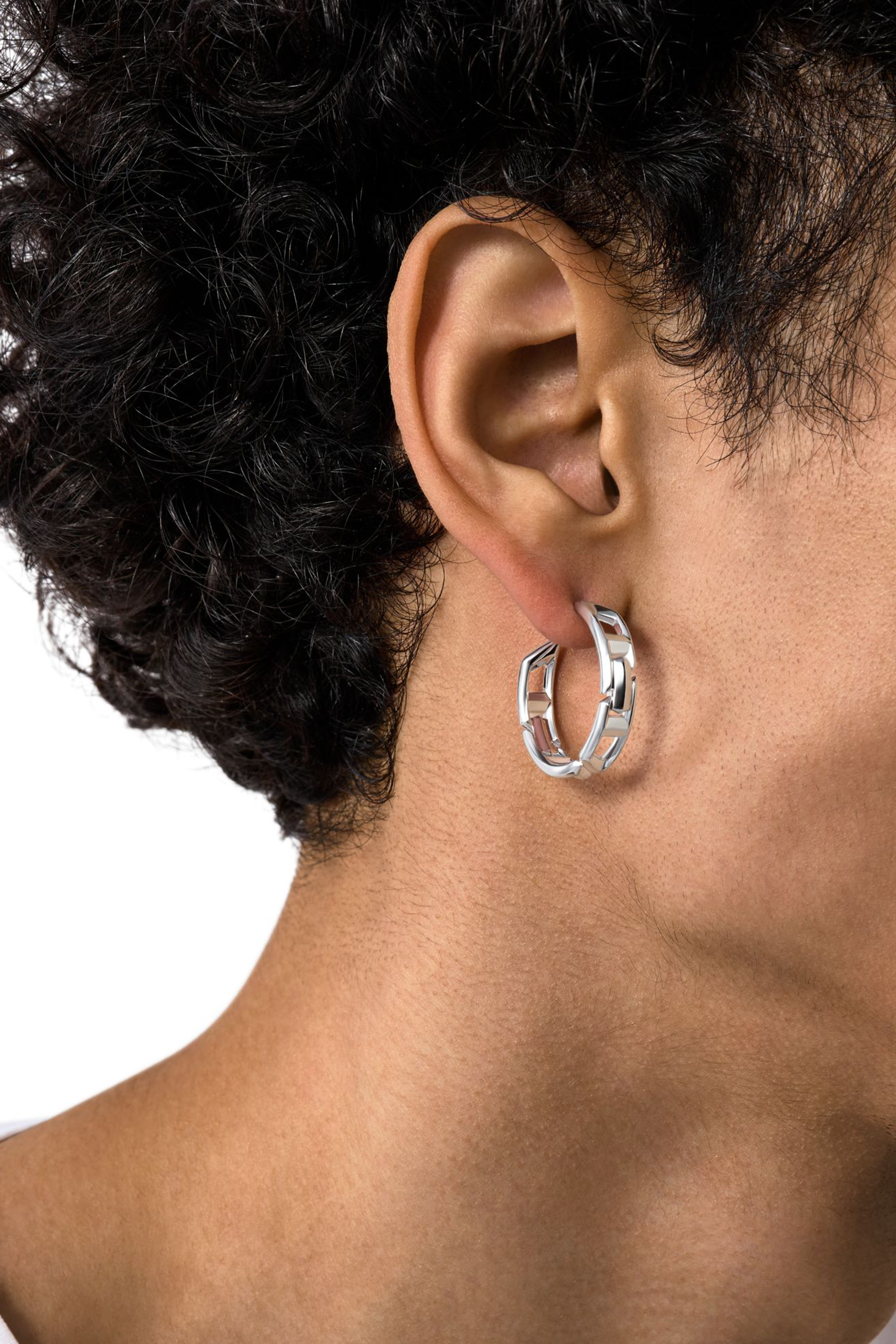 Diesel - DL1361040 STERLING SILVER JEWEL, Orecchino a cerchio in argento sterling Unisex in Argento - 3