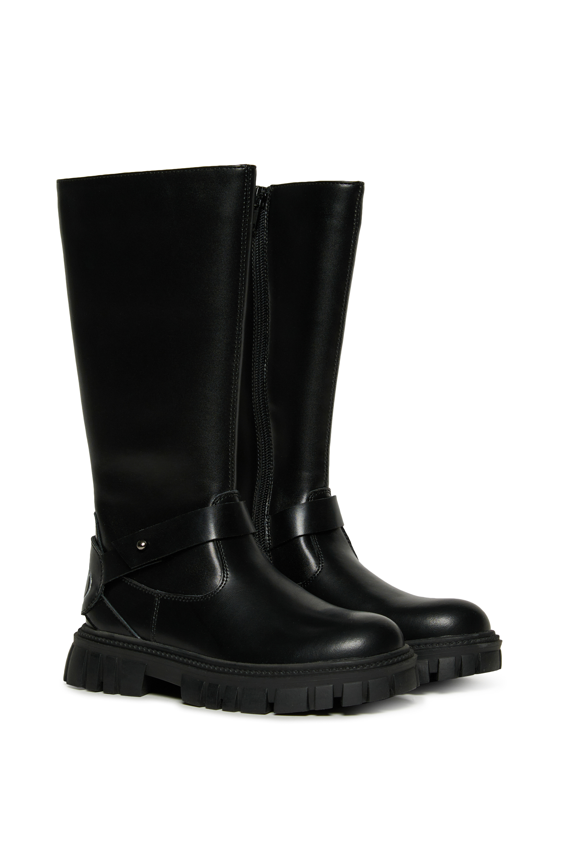 Diesel - D-HAMMER KNT PATCH, D-Hammer - Stivali alti in pelle Unisex in Nero - 2