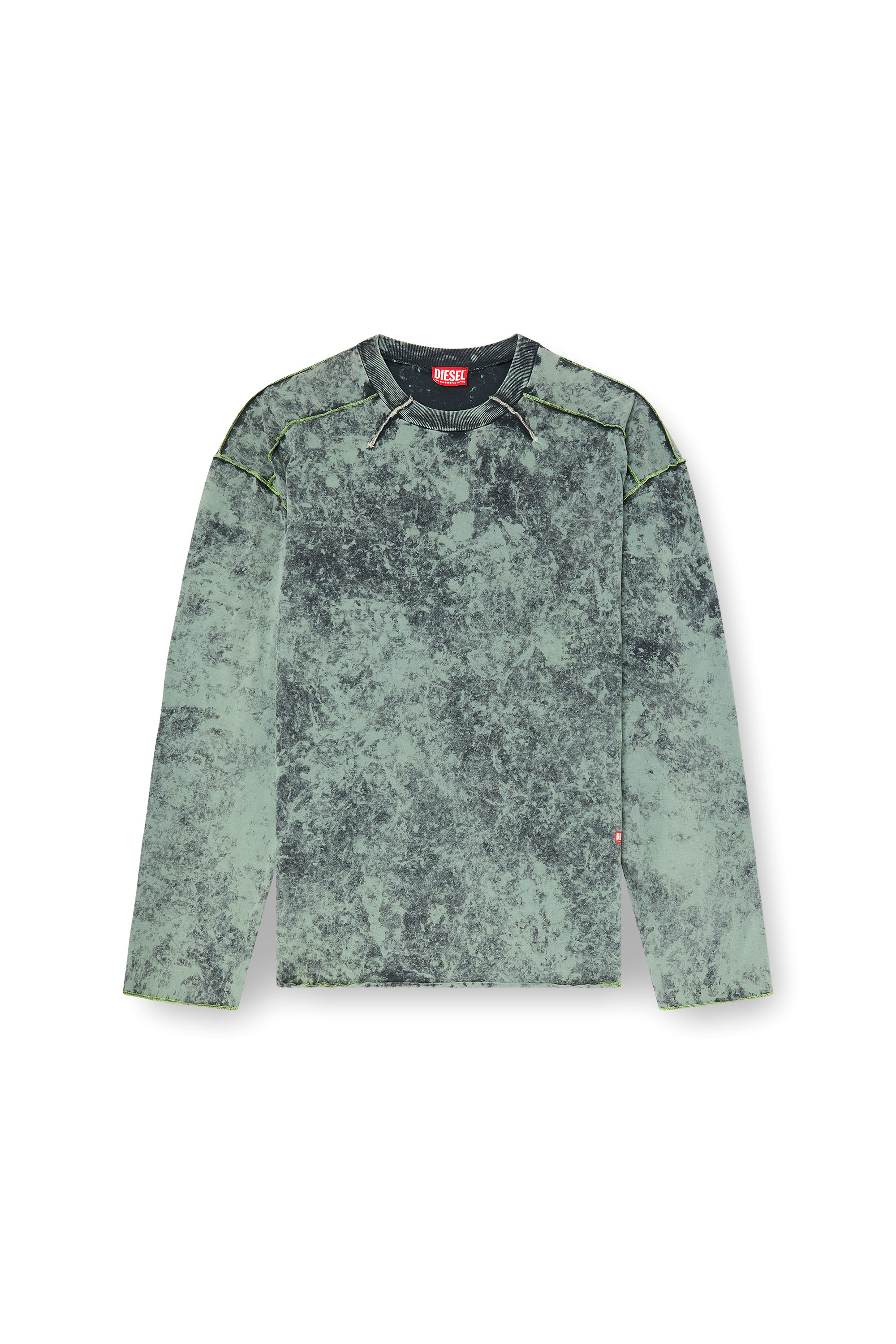 Diesel - T-CRAHOR-LS-R1, Maglia a maniche lunghe trattata Uomo in Verde - 3