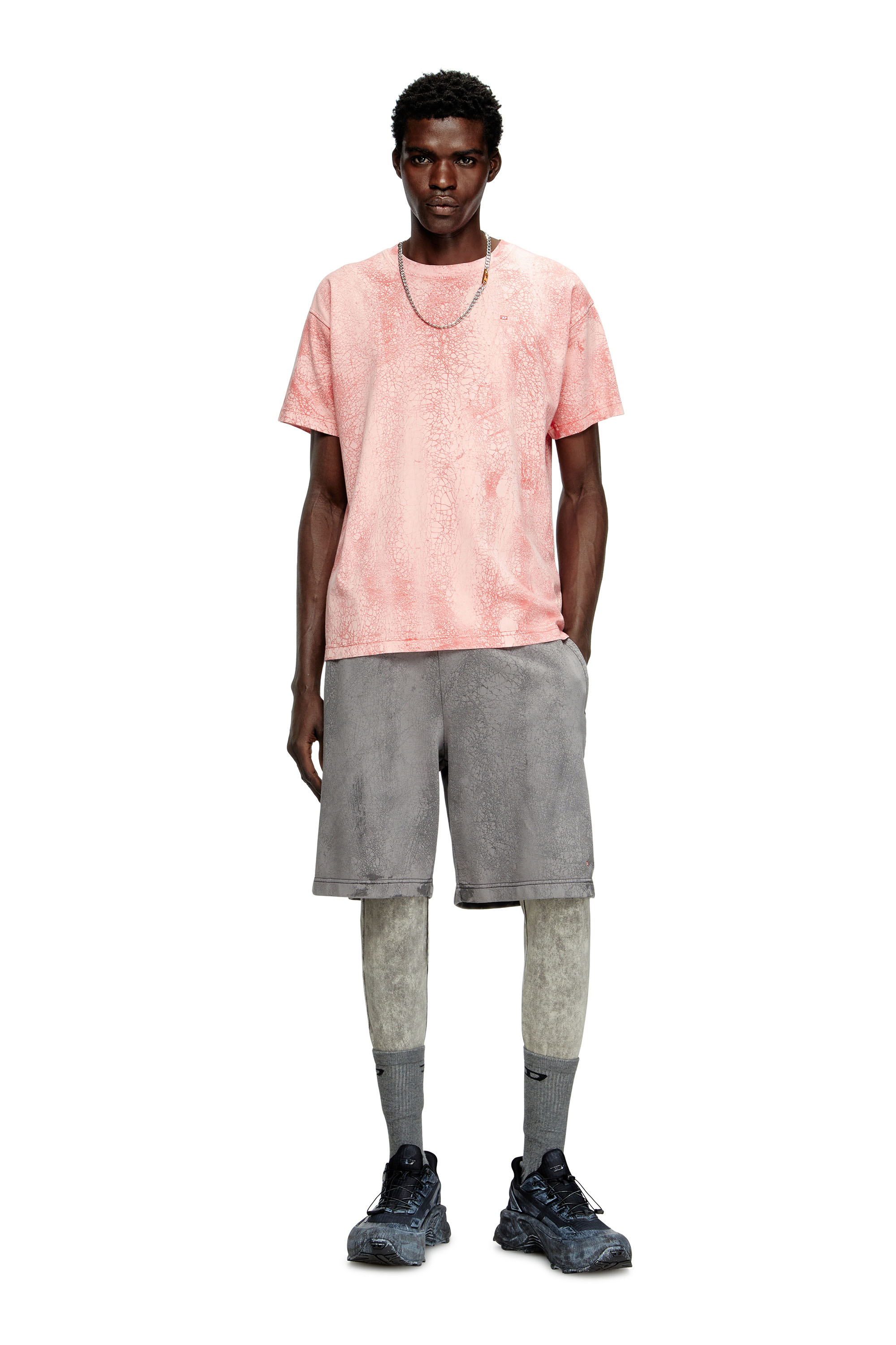 Diesel - T-NORM-T8, T-shirt in jersey cerato Uomo in Rosa - 1