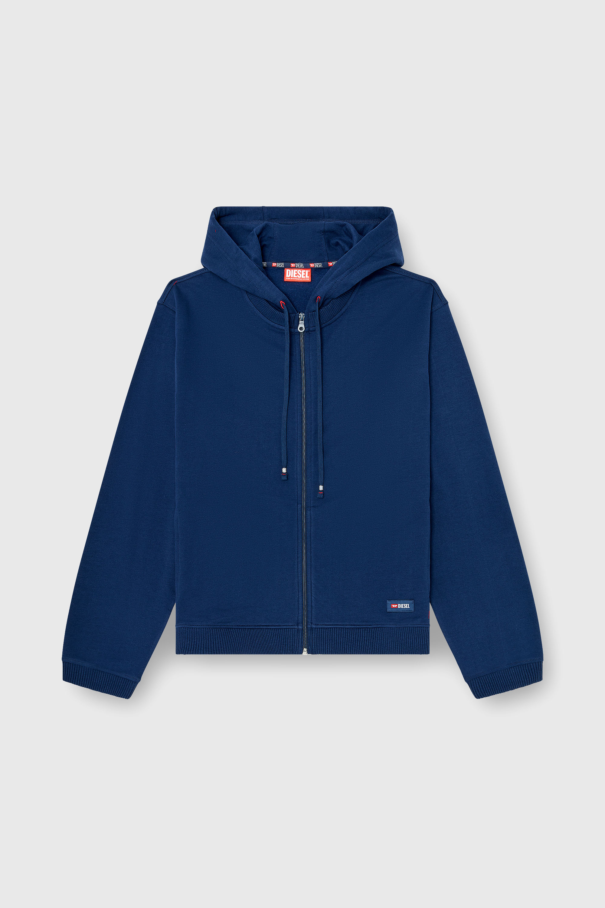 Diesel - JOY-D-CORE, Felpa con cappuccio in misto cotone smerigliato Uomo in Blu - 2