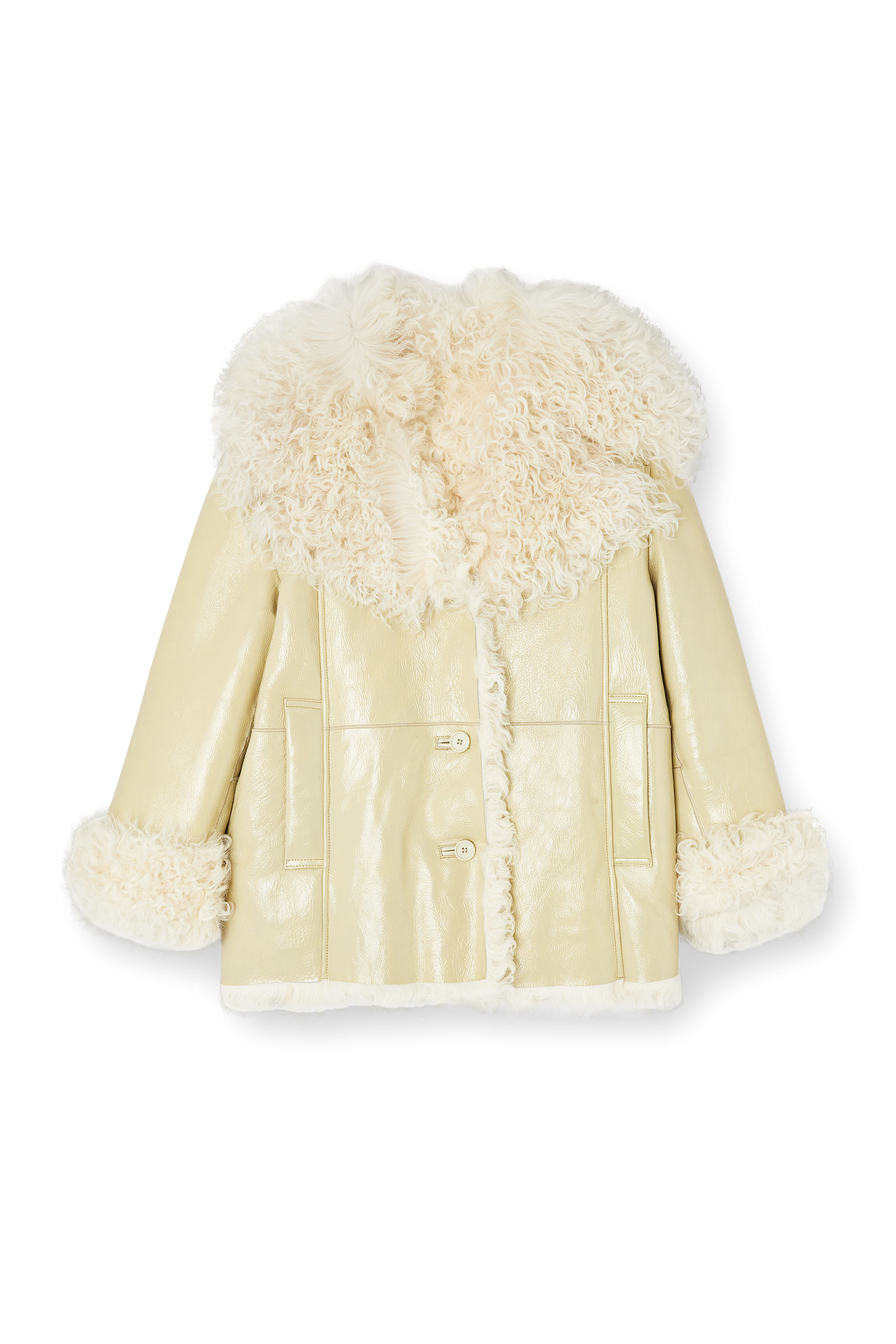 Diesel - L-ACONIC, Giacca in shearling verniciato Donna in Beige - 2