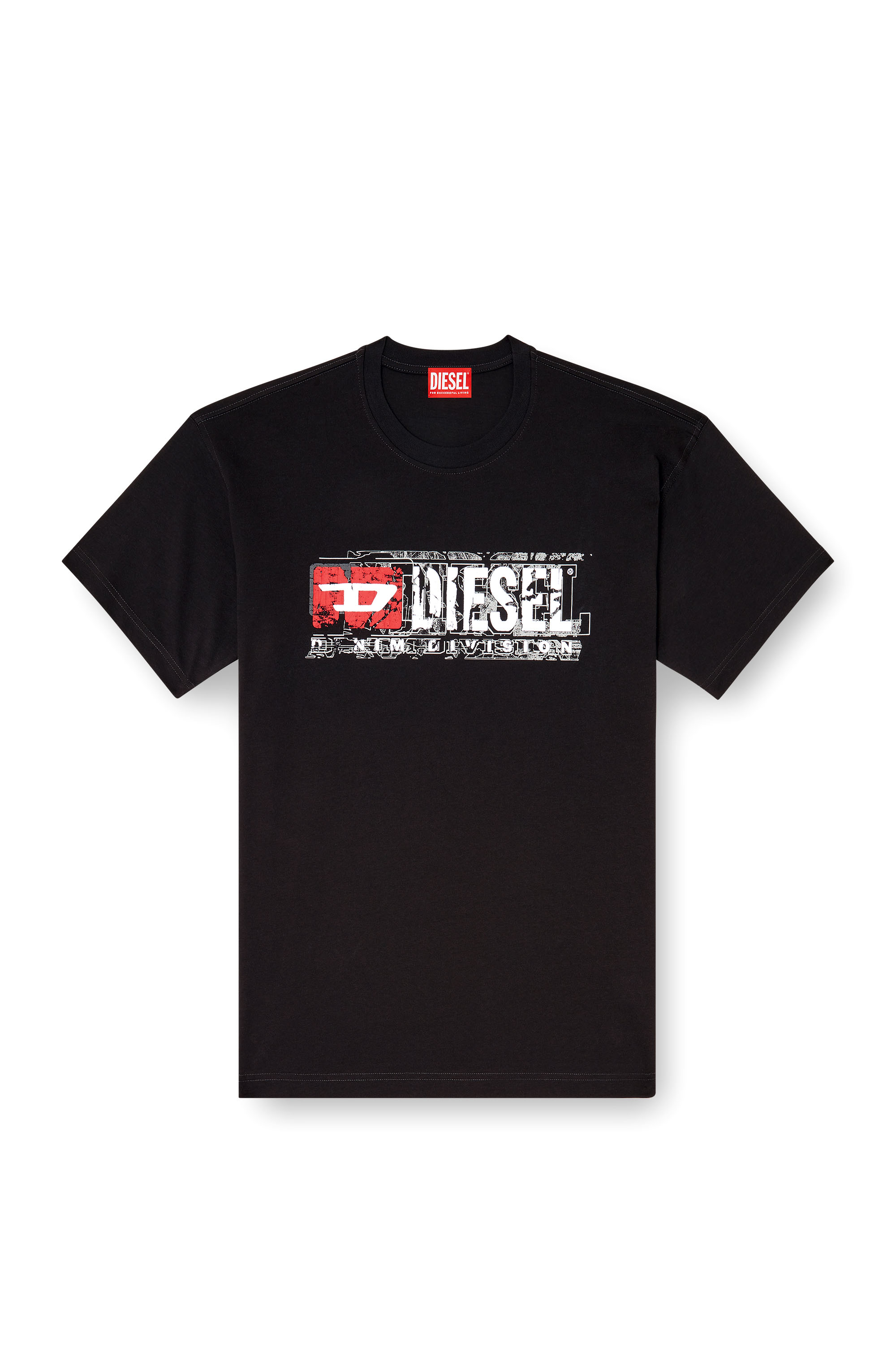 Diesel - T-NORM-T6, T-shirt con logo Denim Division floccato Uomo in Nero - 3