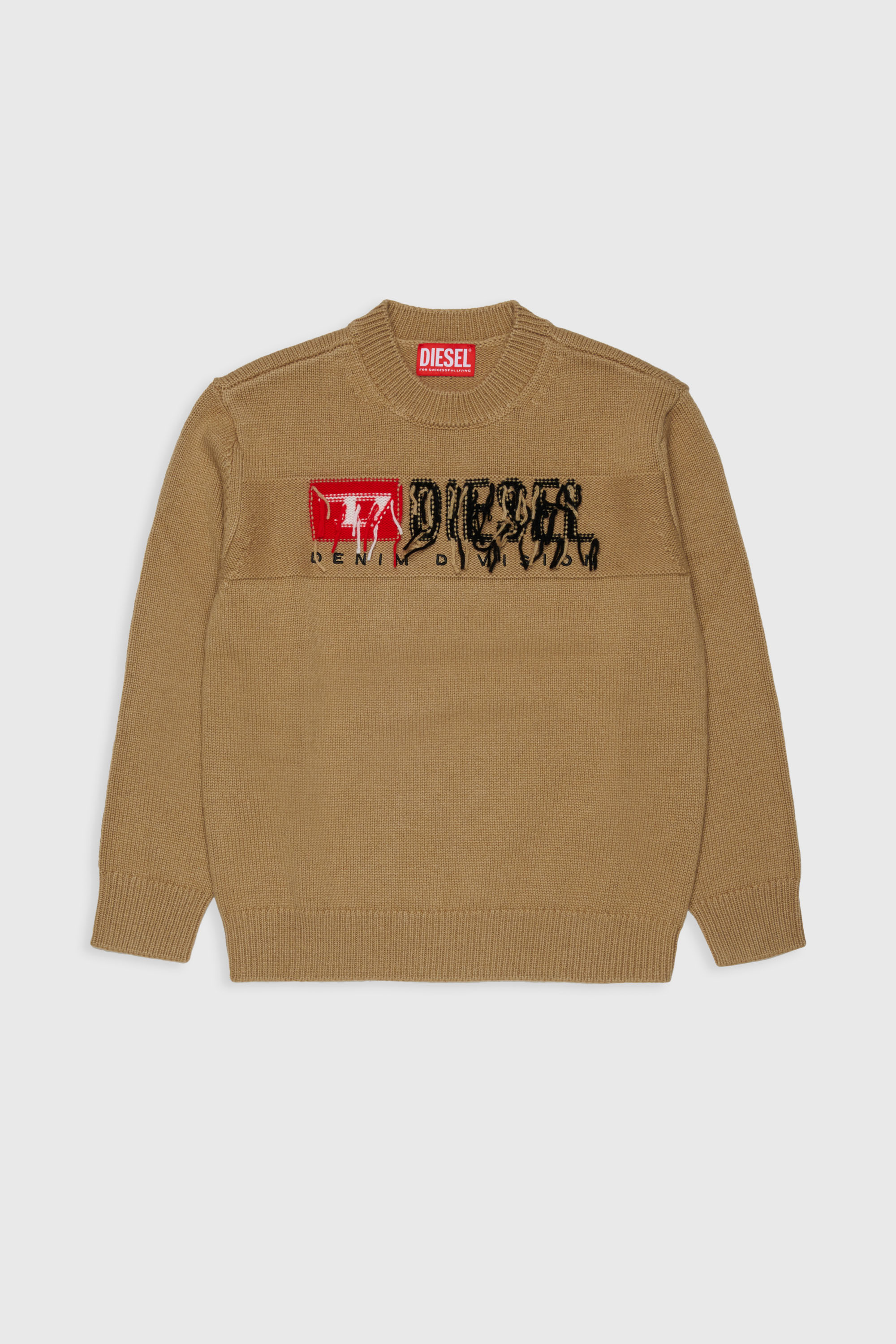 Diesel - KONZI OVER, Maglia in cachemire con logo destroyed Uomo in Marrone - 1