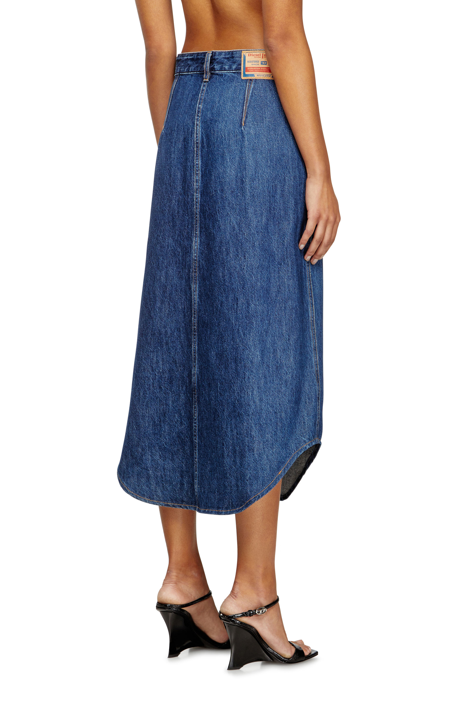 Diesel - DE-ARD-LONG, Gonna in denim con bottoni frontali Donna in Blu - 4