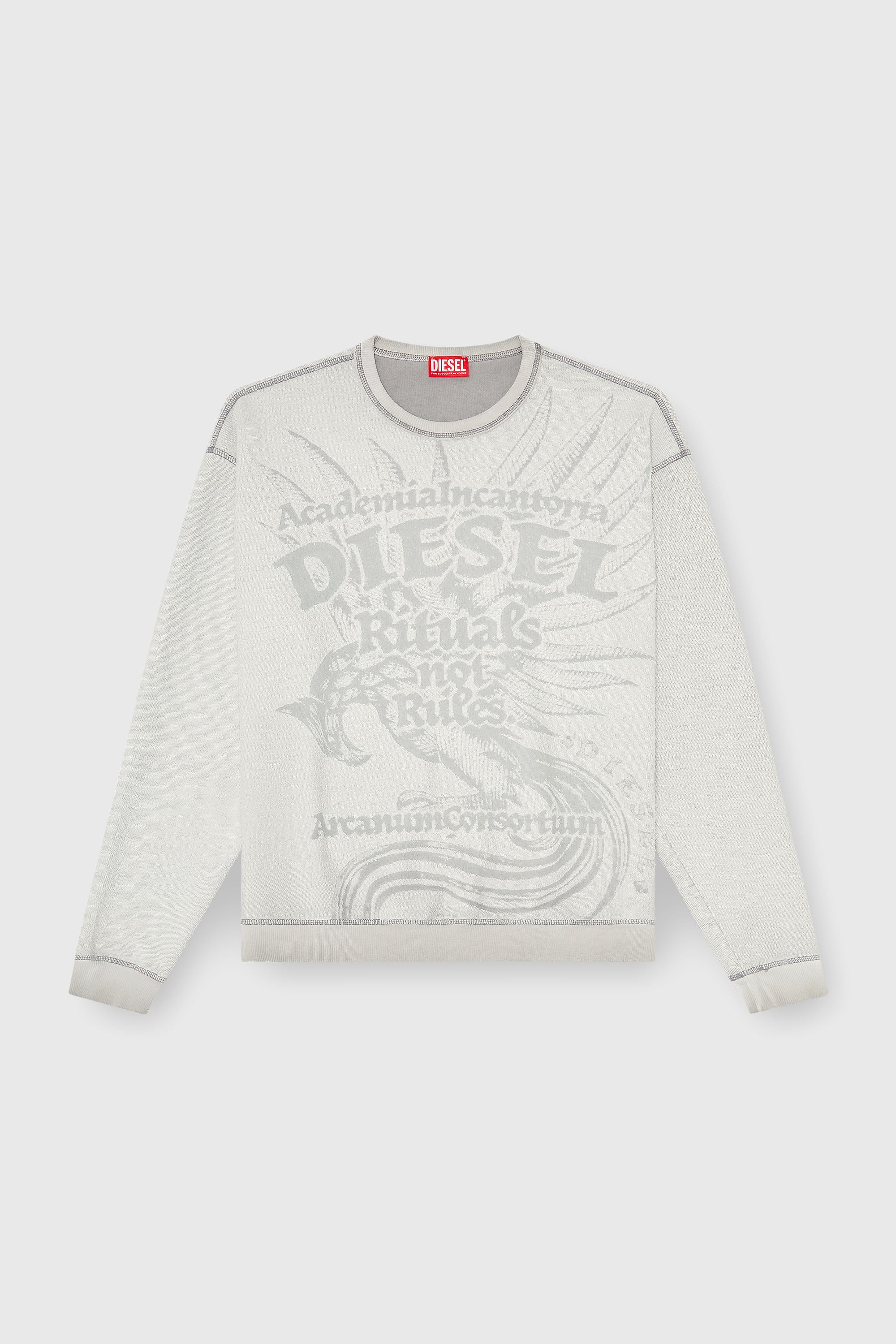 Diesel - S-ARON-RAW, Felpa con stampa d&eacute;vor&eacute; Uomo in Grigio - 2