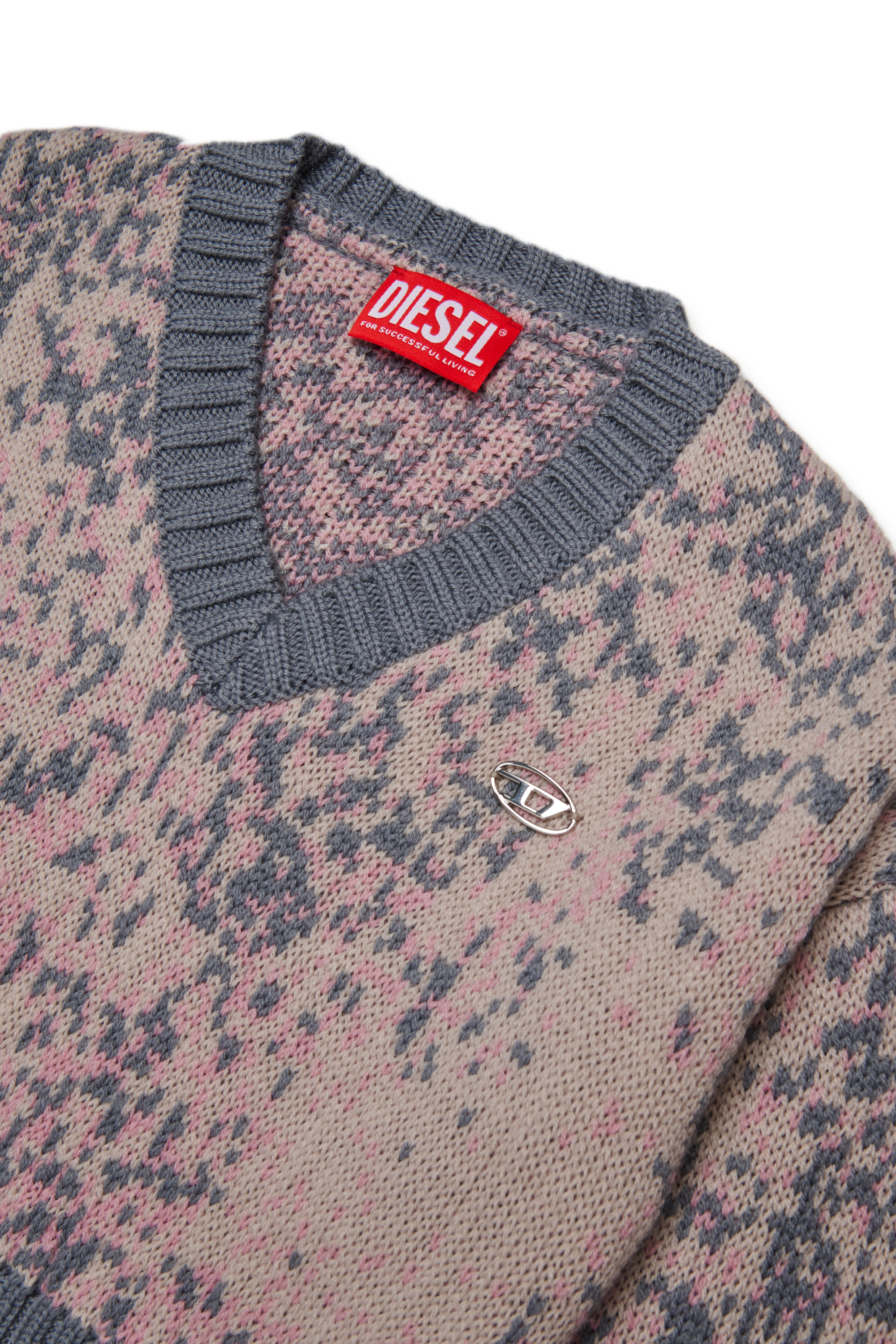 Diesel - KMRENZA, Maglia in lana con scollo a V Donna in Rosa - 3