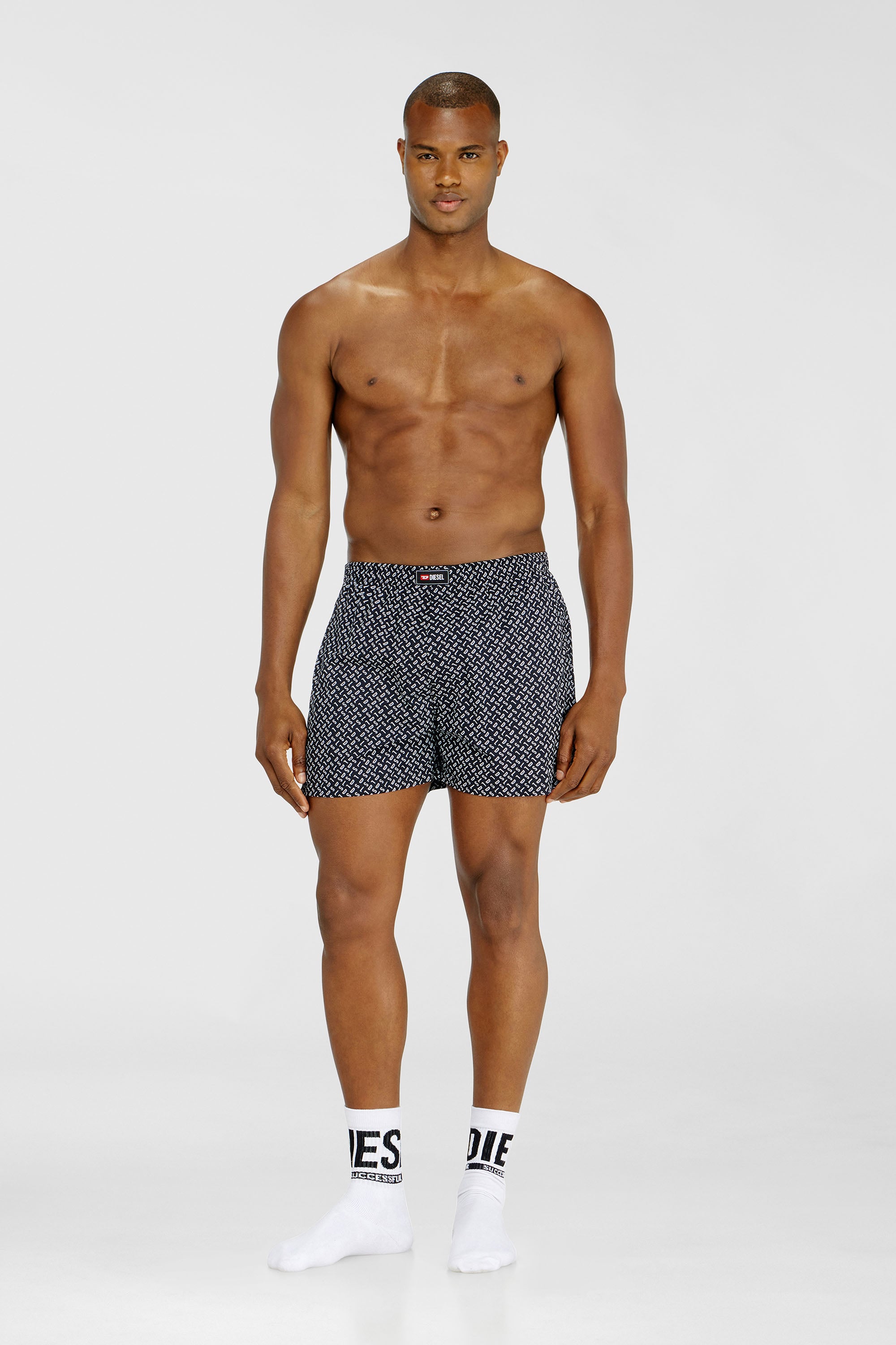 Diesel - RYAN-D-CORE-3PACK, Set da tre paia boxer lungo in cotone, tinta unita e stampa all-over DSL Uomo in Blu - 2