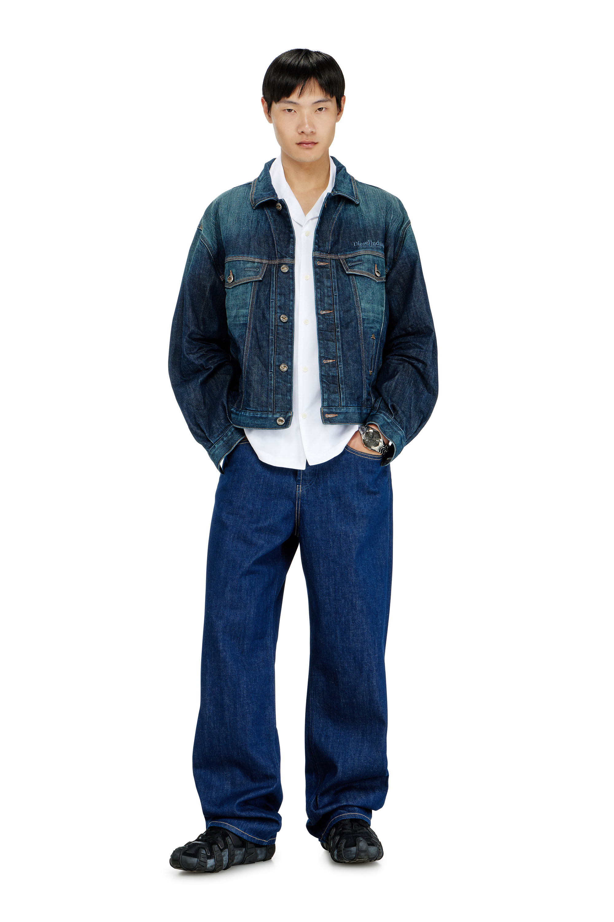 Diesel - S-MAC-GSBH, Camicia in popeline elasticizzato con ricamo Oval D Uomo in Bianco - 2
