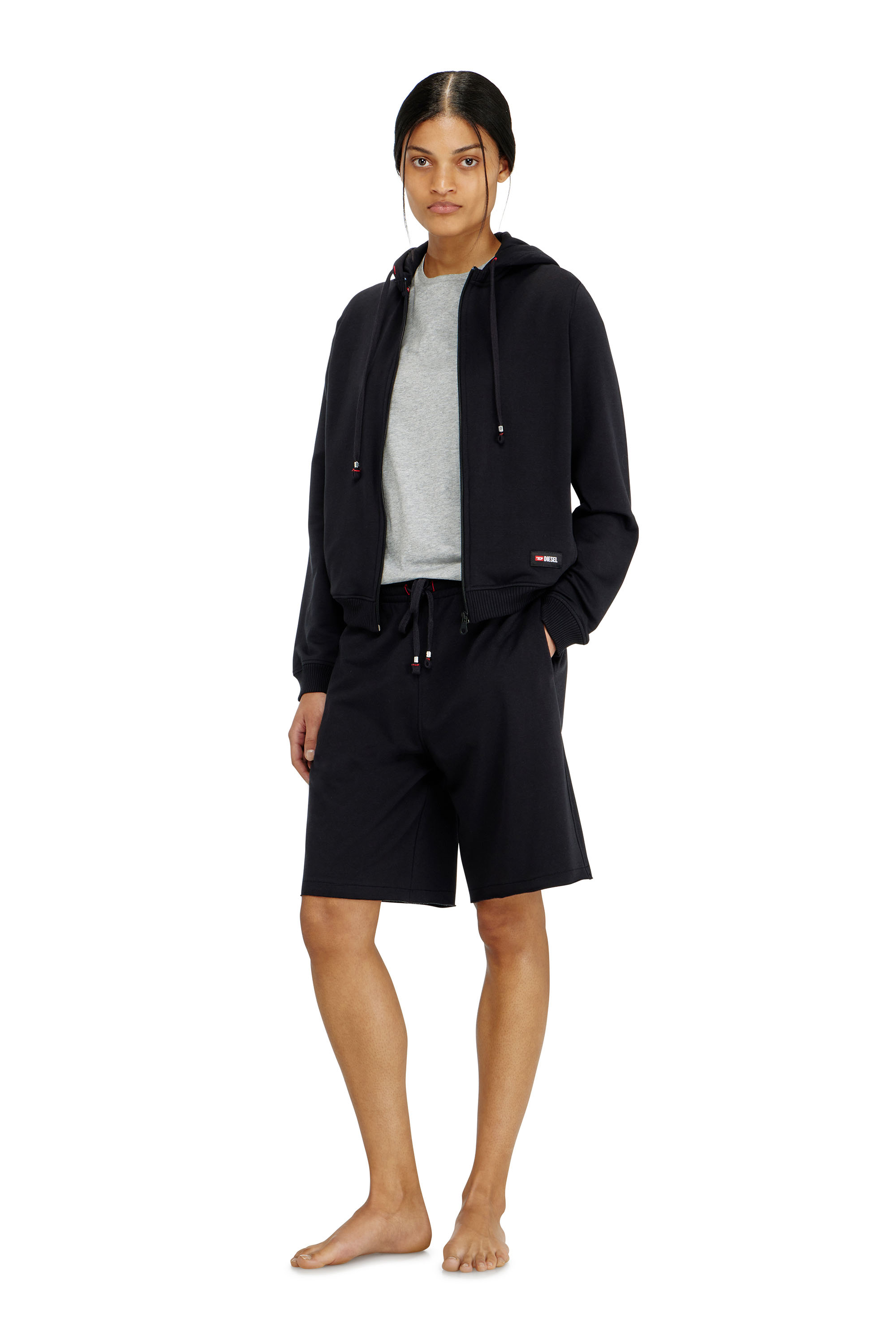 Diesel - HARRIET-D-CORE, Felpa con cappuccio in misto cotone smerigliato Donna in Nero - 2