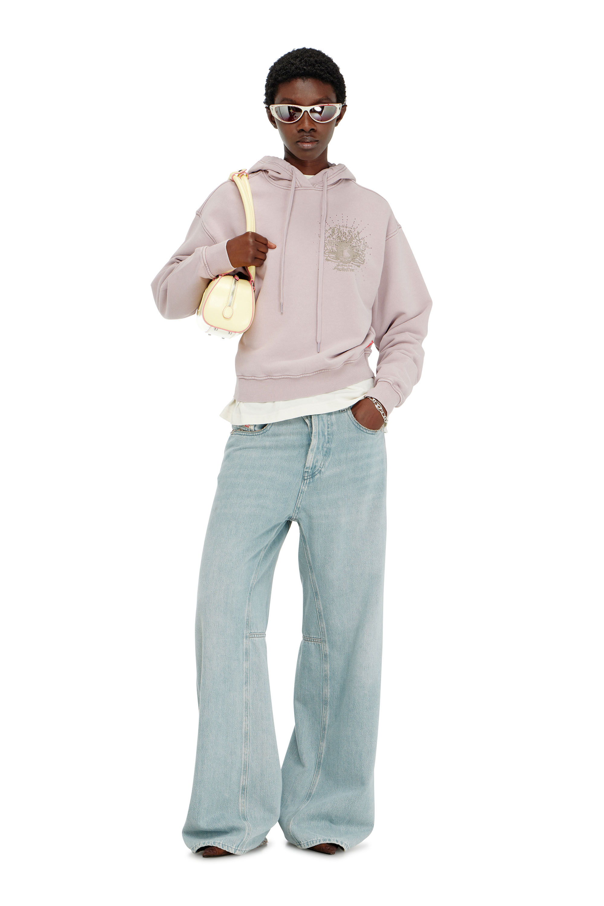Diesel - F-PHOENY, Felpa con cappuccio con stampe e applicazioni di strass Donna in Viola - 1