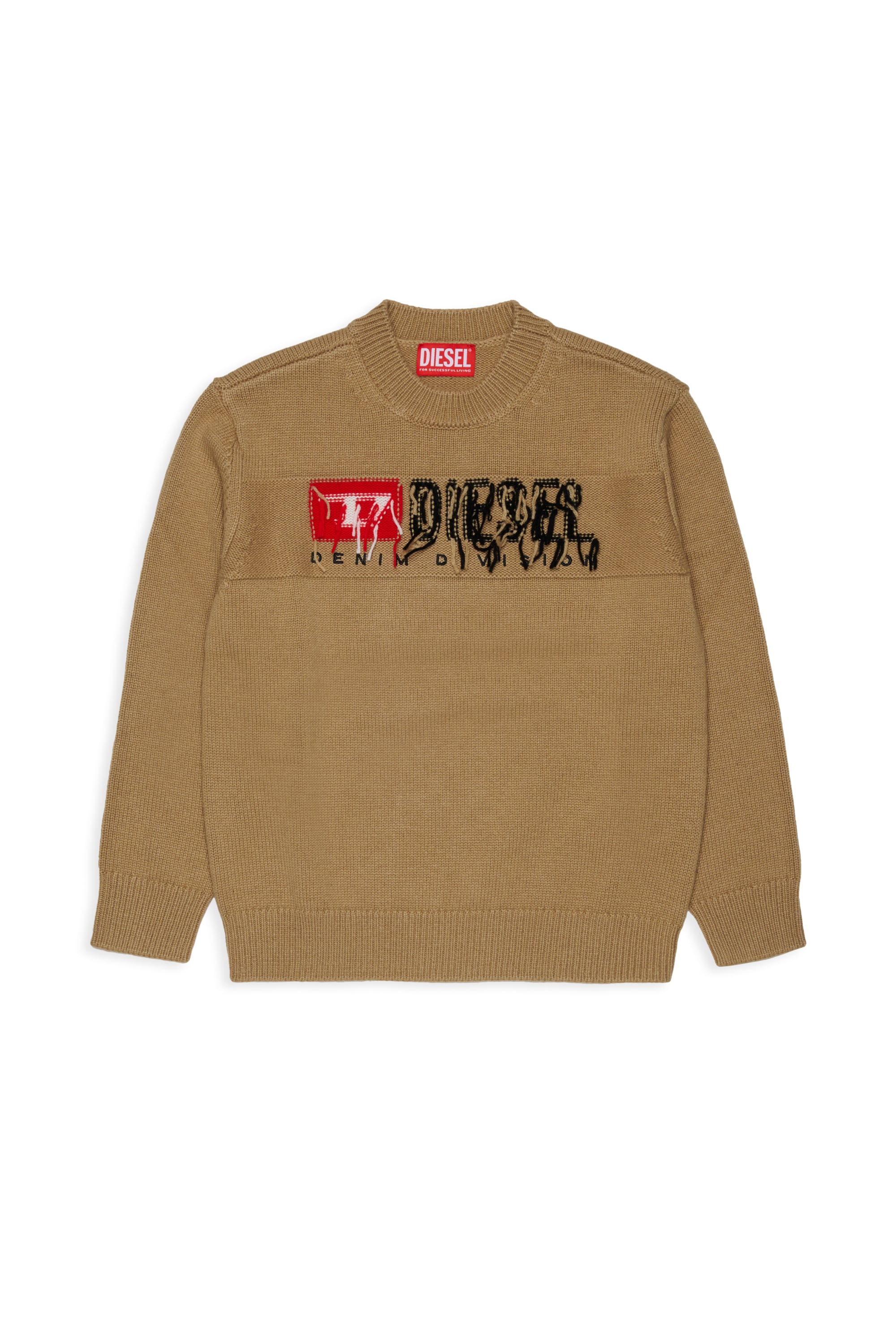 Diesel - KONZI OVER, Maglia in cachemire con logo destroyed Uomo in Marrone - 1