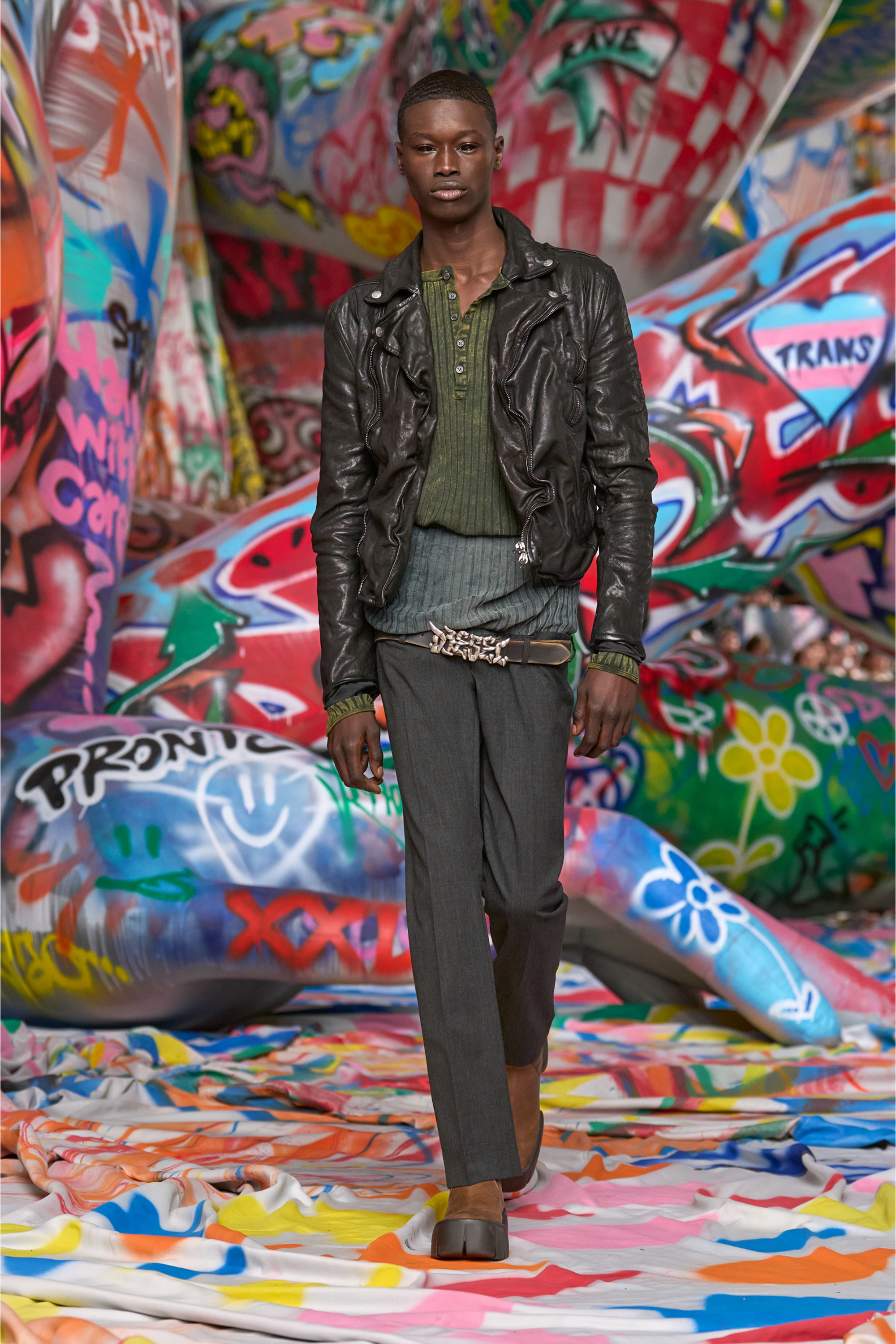 Diesel - T-ALLY, Top Henley a coste in jersey trattato Uomo in Verde - 3