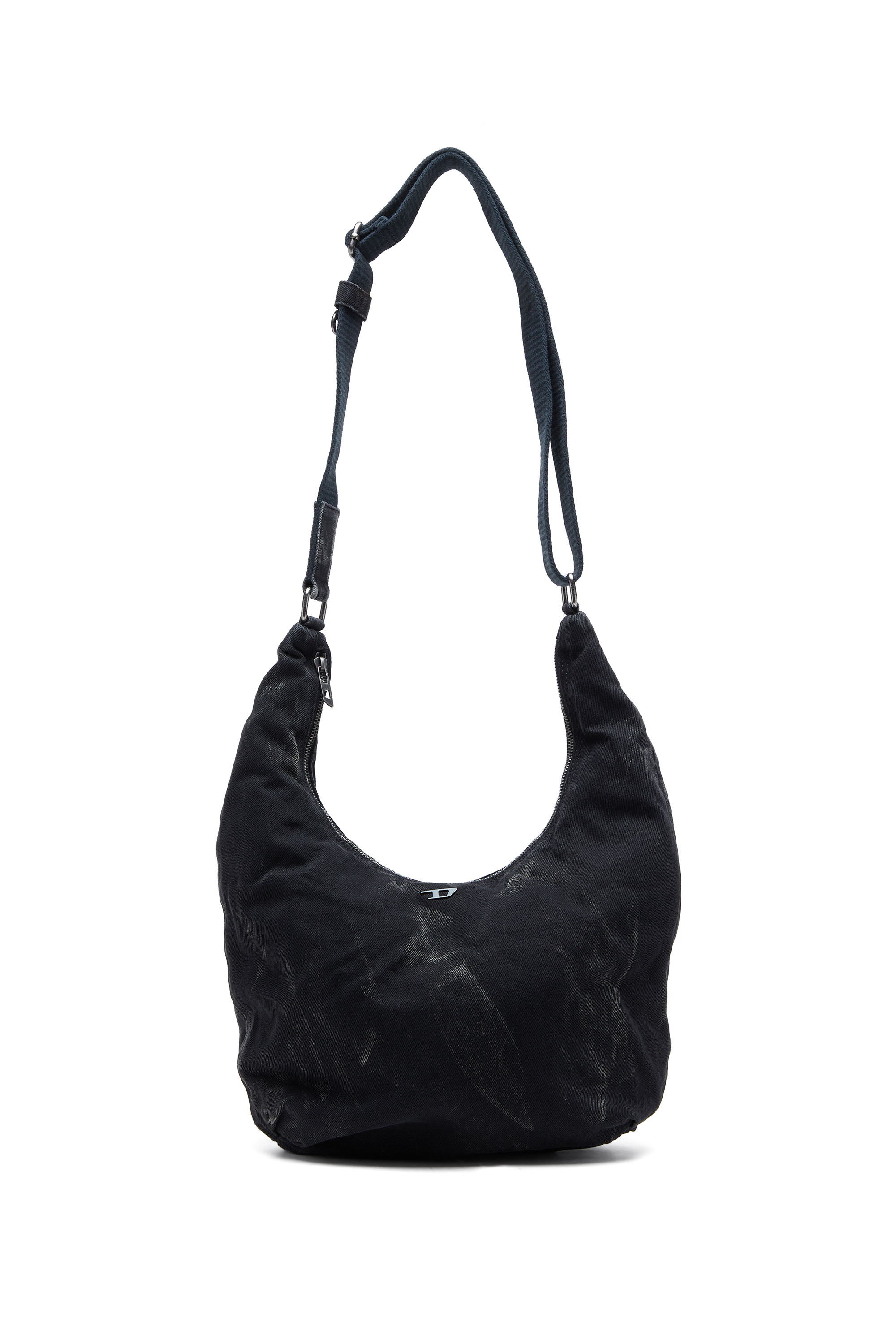 Diesel - RAVE HOBO X, Rave - Borsa hobo in denim con zip Unisex in Nero - 1