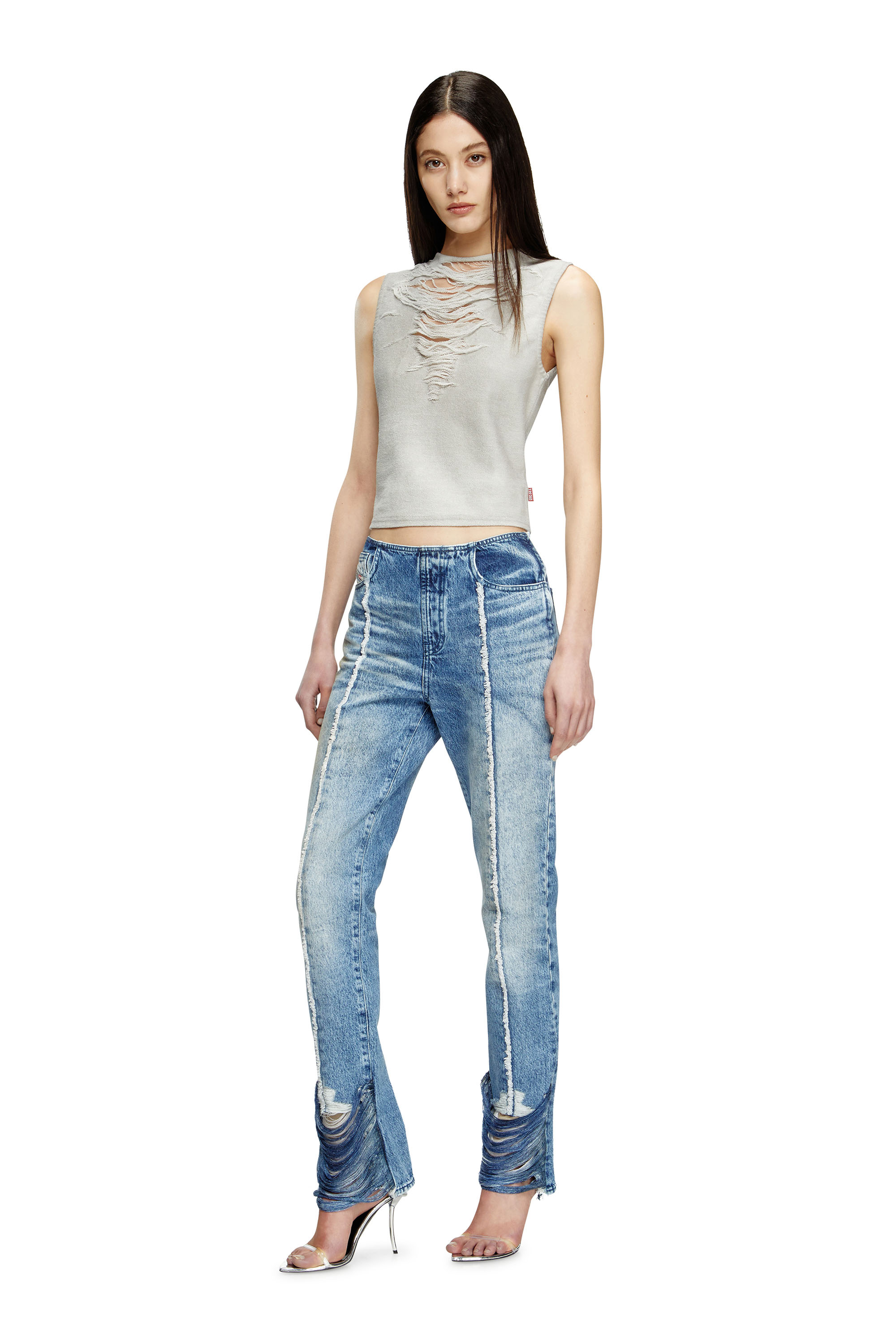 Diesel - Bootcut Jeans D-Ginna 0CMBM Donna, Blu medio - Image 1