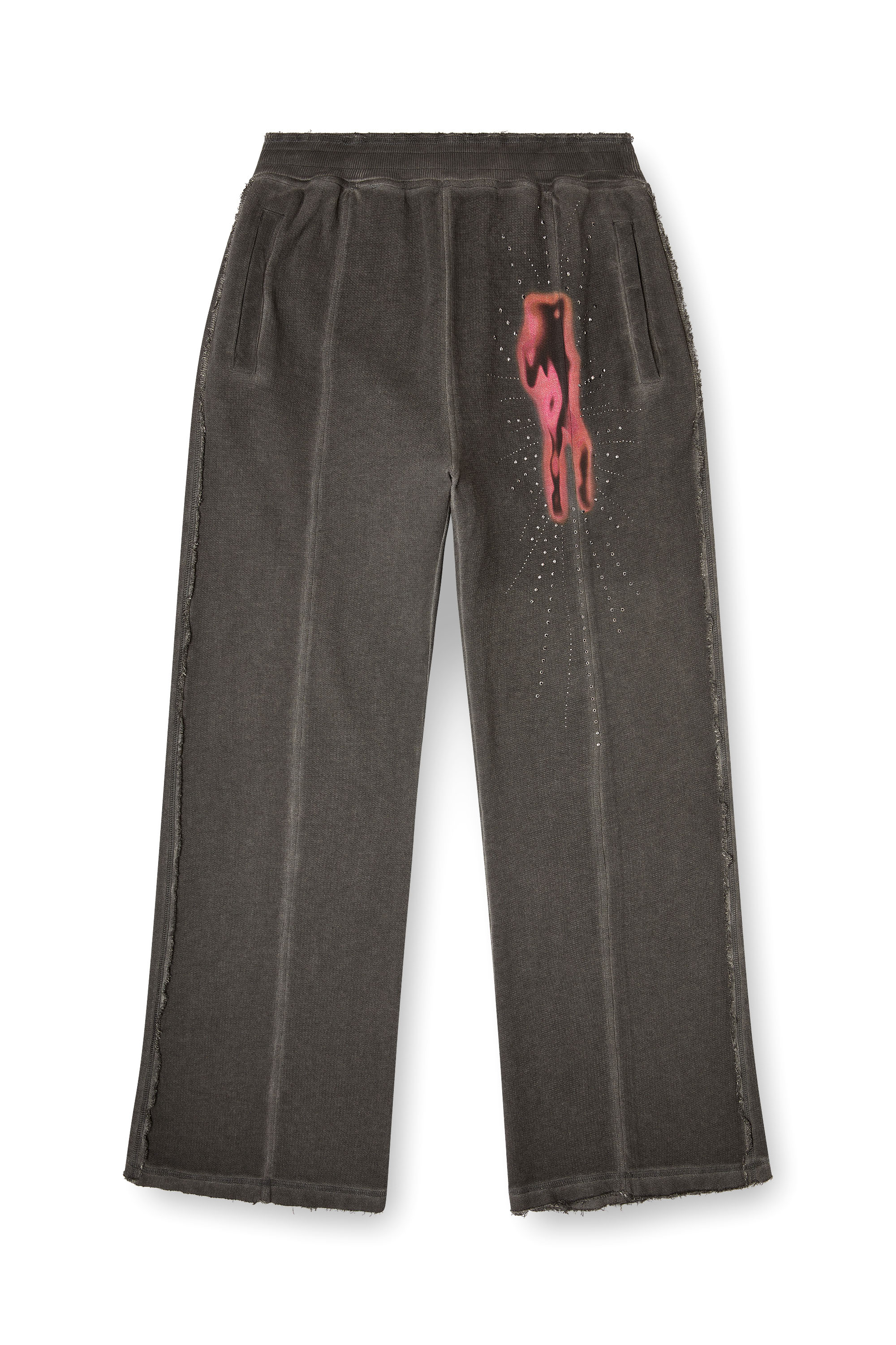 Diesel - P-QUINN, Man's Sweatpants with studs and graphic print in Grey - 2