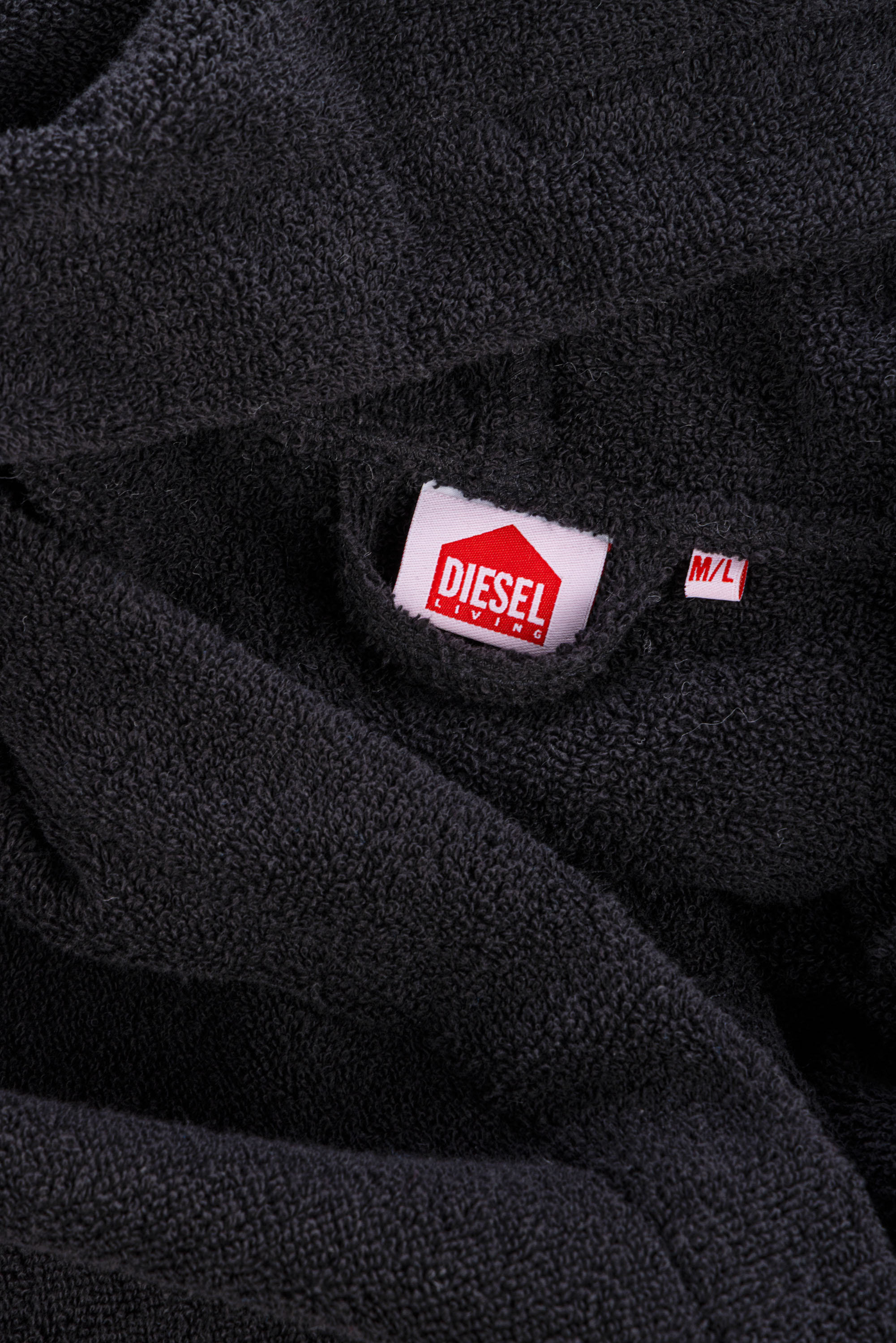 Diesel - 1015115 LOGO-COTTON BATHROBE SIZE M/L BL, Accappatoio in Spugna di Cotone, taglia M/L Unisex in Nero - 3