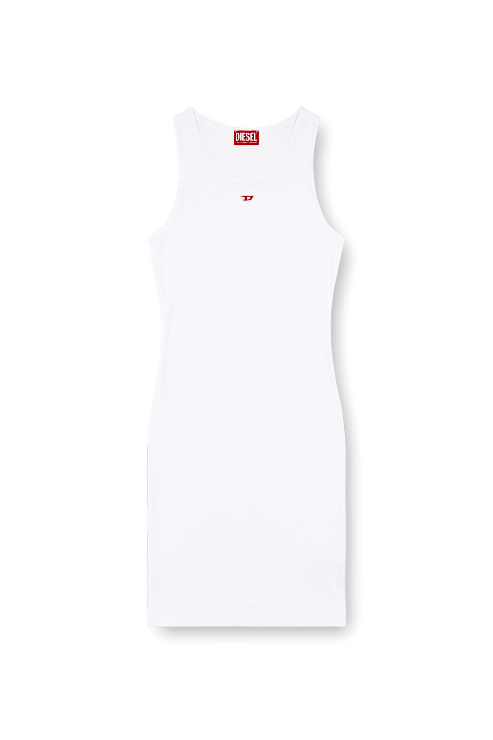 Diesel - D-TANK-LONG-D, Abito corto a canotta con logo D Donna in Bianco - 3
