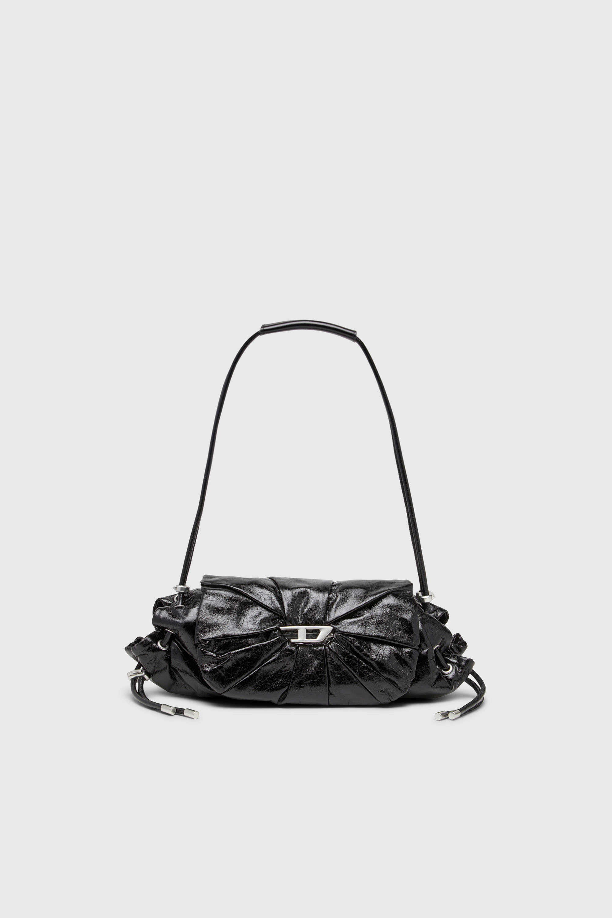 Diesel - SCRUNCH-D SHOULDER S, Scrunch-D-Borsa a spalla piccola arricciata in pelle lucida Donna in Nero - 1
