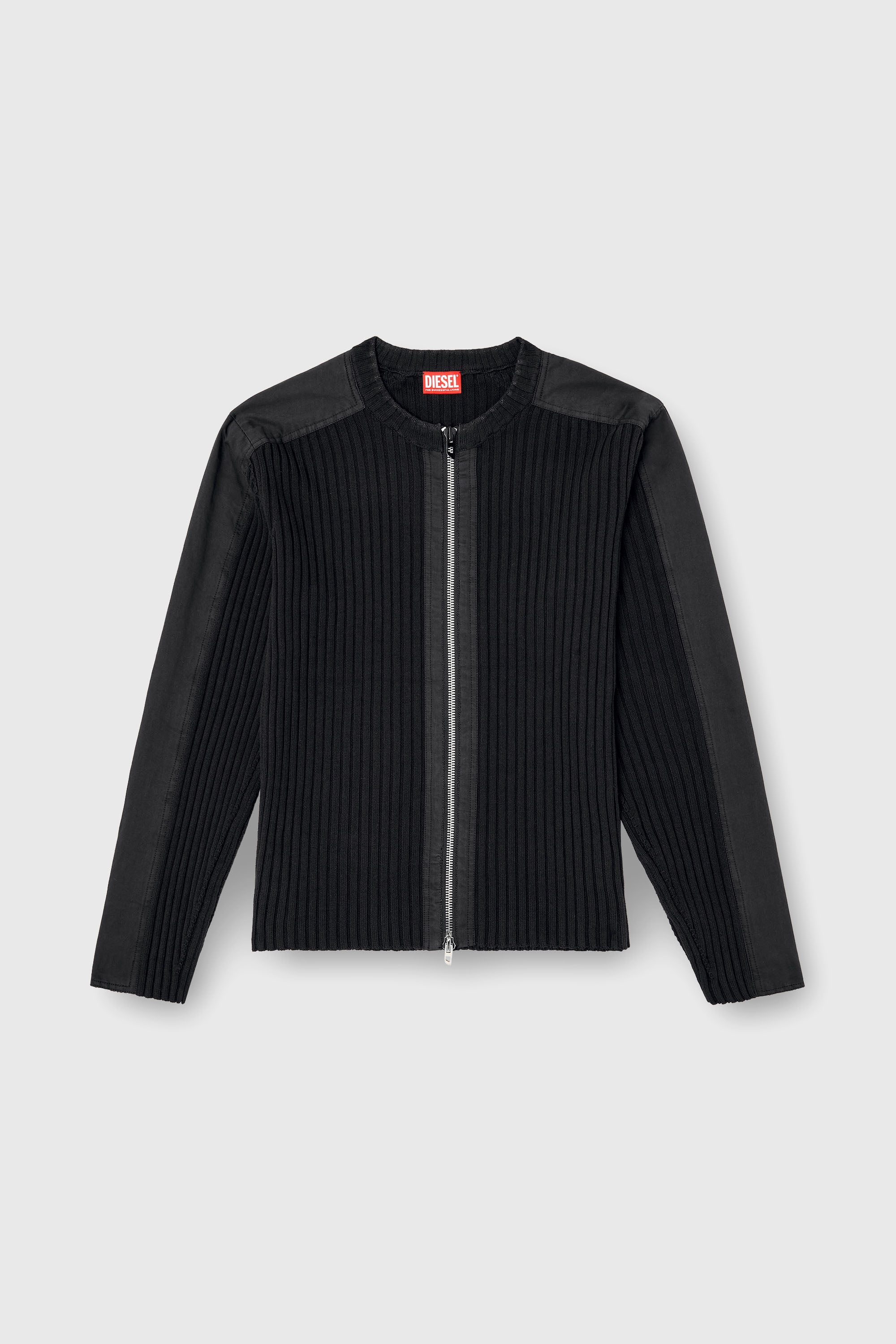 Diesel - K-MATTY, Cardigan con zip e pannelli utility Uomo in Nero - 2